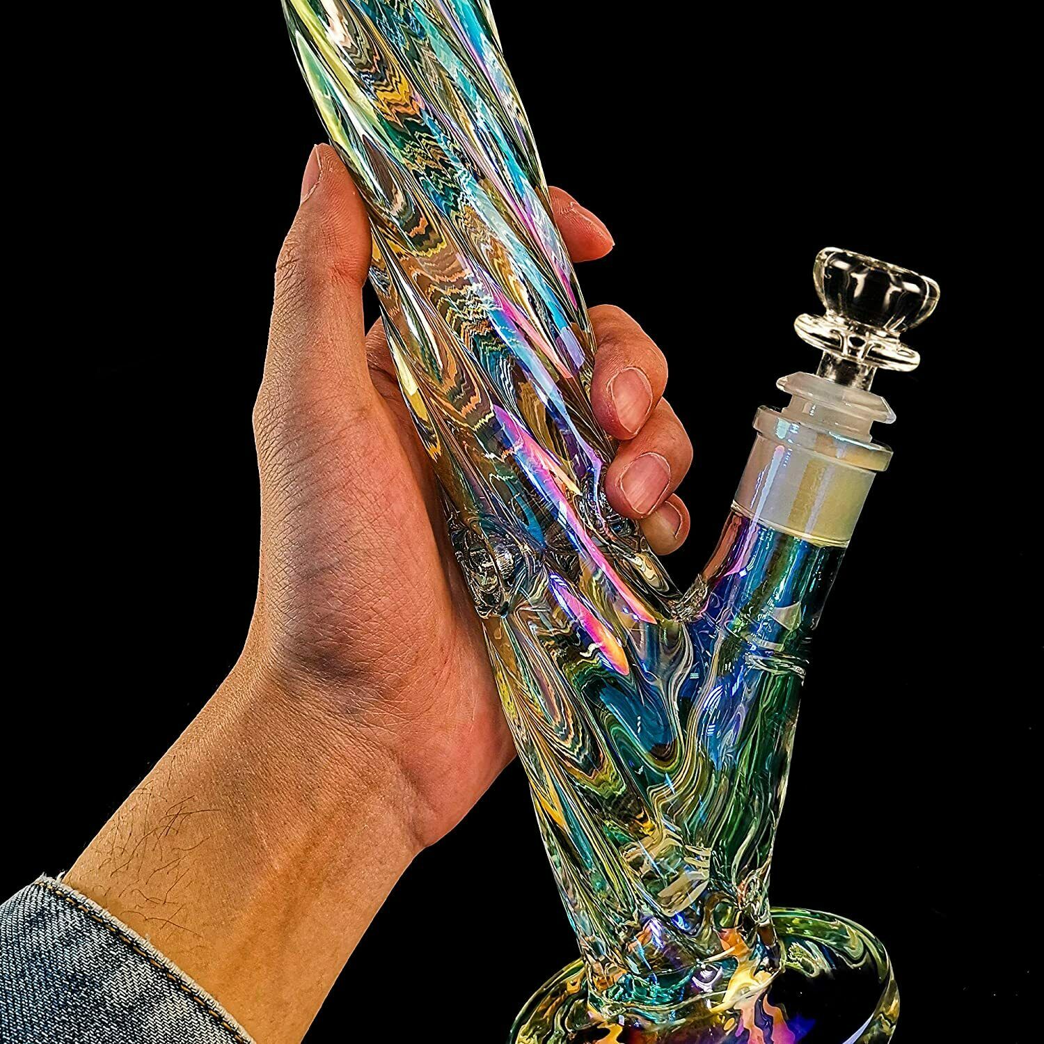 18″ Helical Glass Bong Spiral Water Pipe Smoking Bong Beaker - RORA