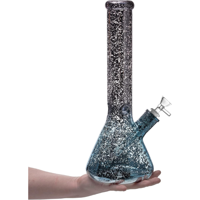 13.8Inch Black Glass Bong Glass Water Pipe Dab Rig For Smking - RORA