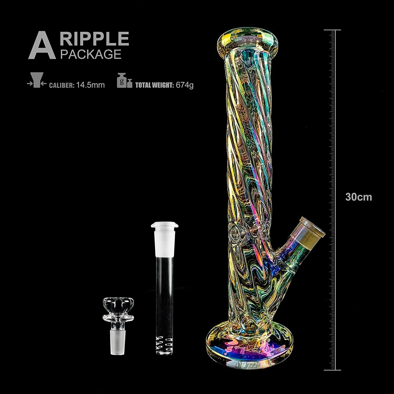 18″ Helical Glass Bong Spiral Water Pipe Smoking Bong Beaker - RORA