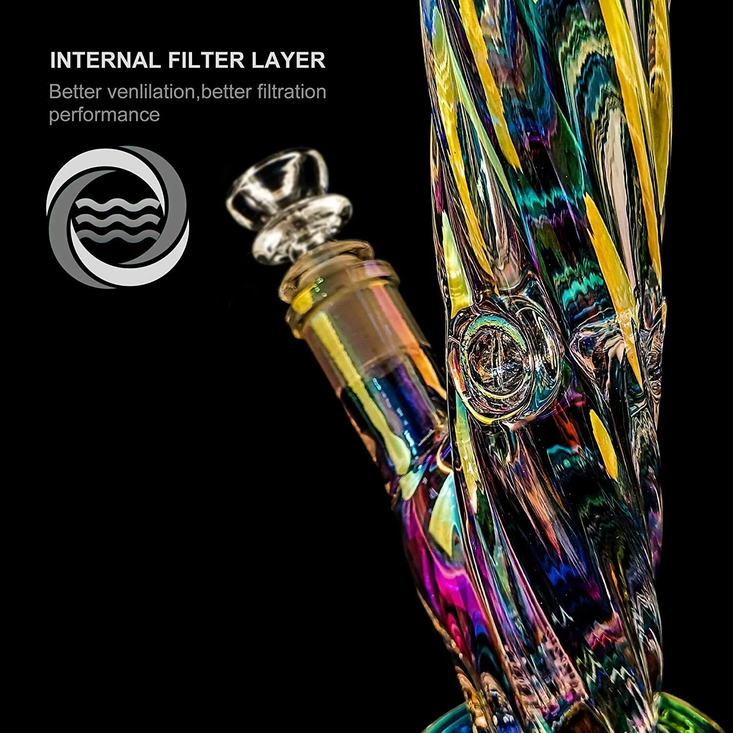 18″ Helical Glass Bong Spiral Water Pipe Smoking Bong Beaker - RORA
