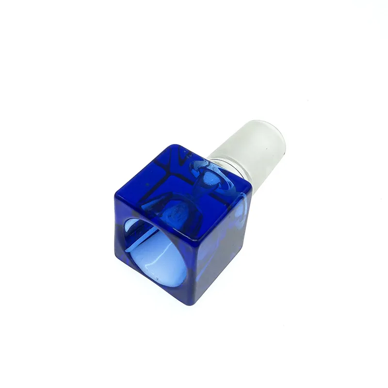 Blue Square Glass Bowl Hookahs 14mm Joint Glass Bong Accessories