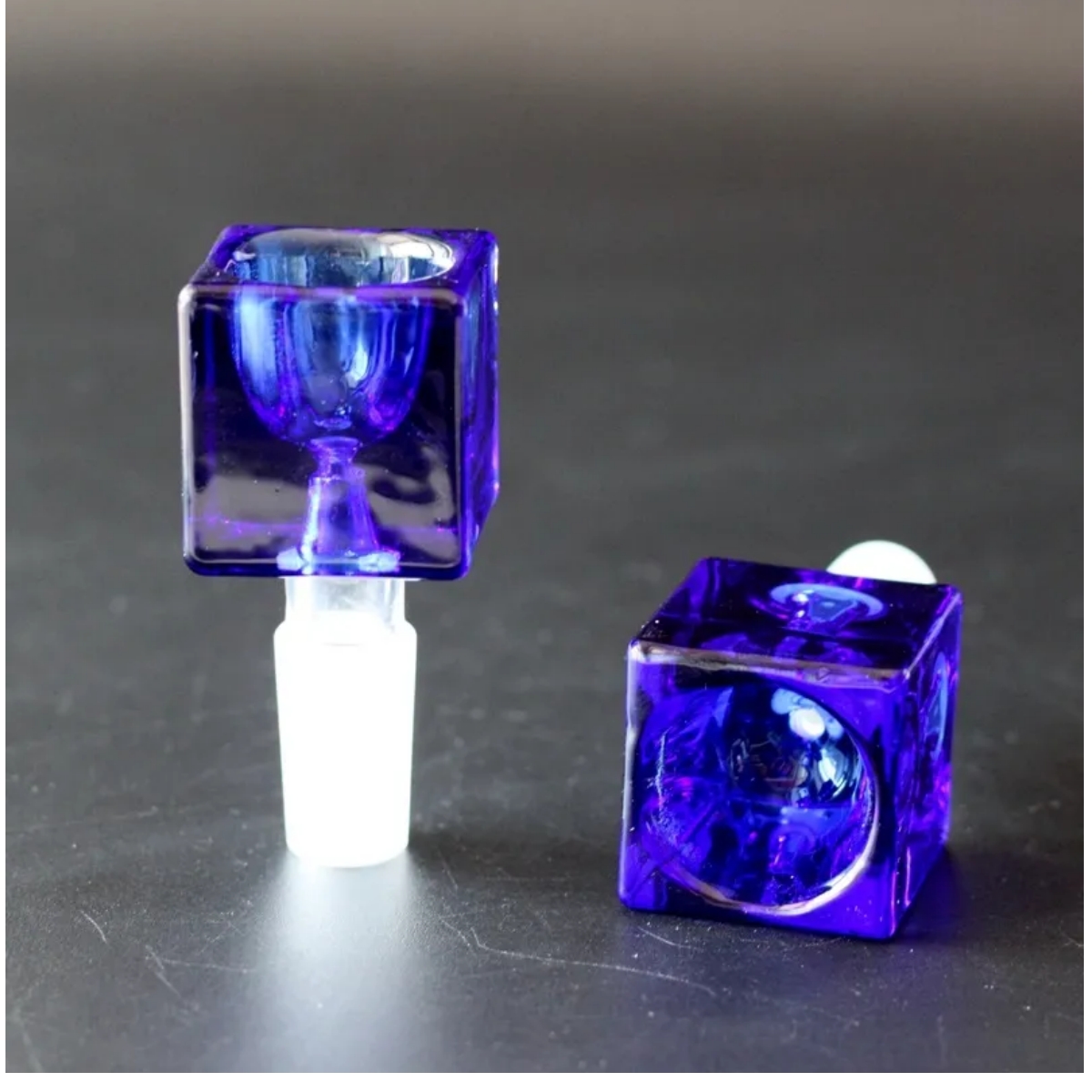 Blue Square Glass Bowl Hookahs 14mm Joint Glass Bong Accessories