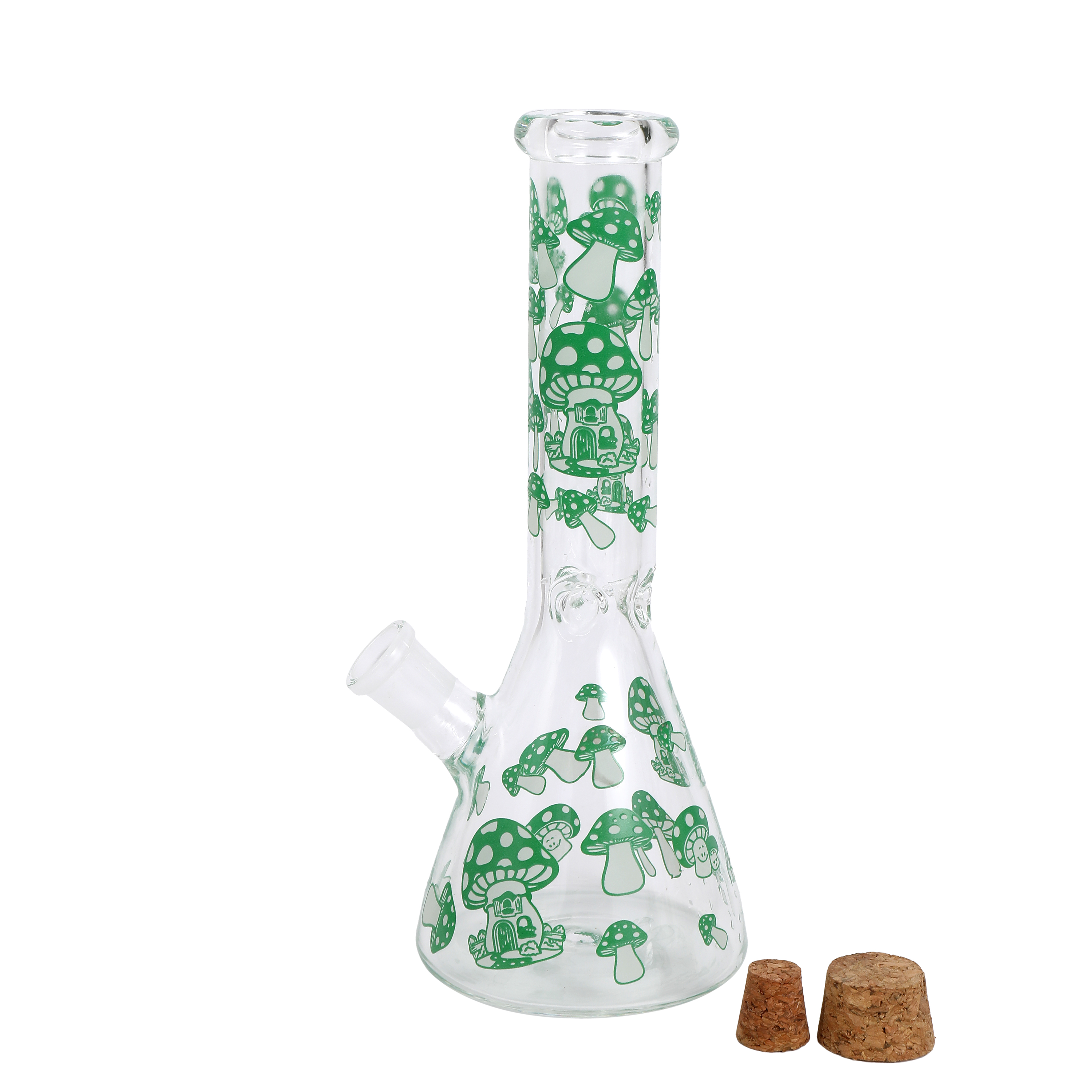 10 Inch Green mushrooms Glass Bong Water Pipe Beaker Bubbler - RORA