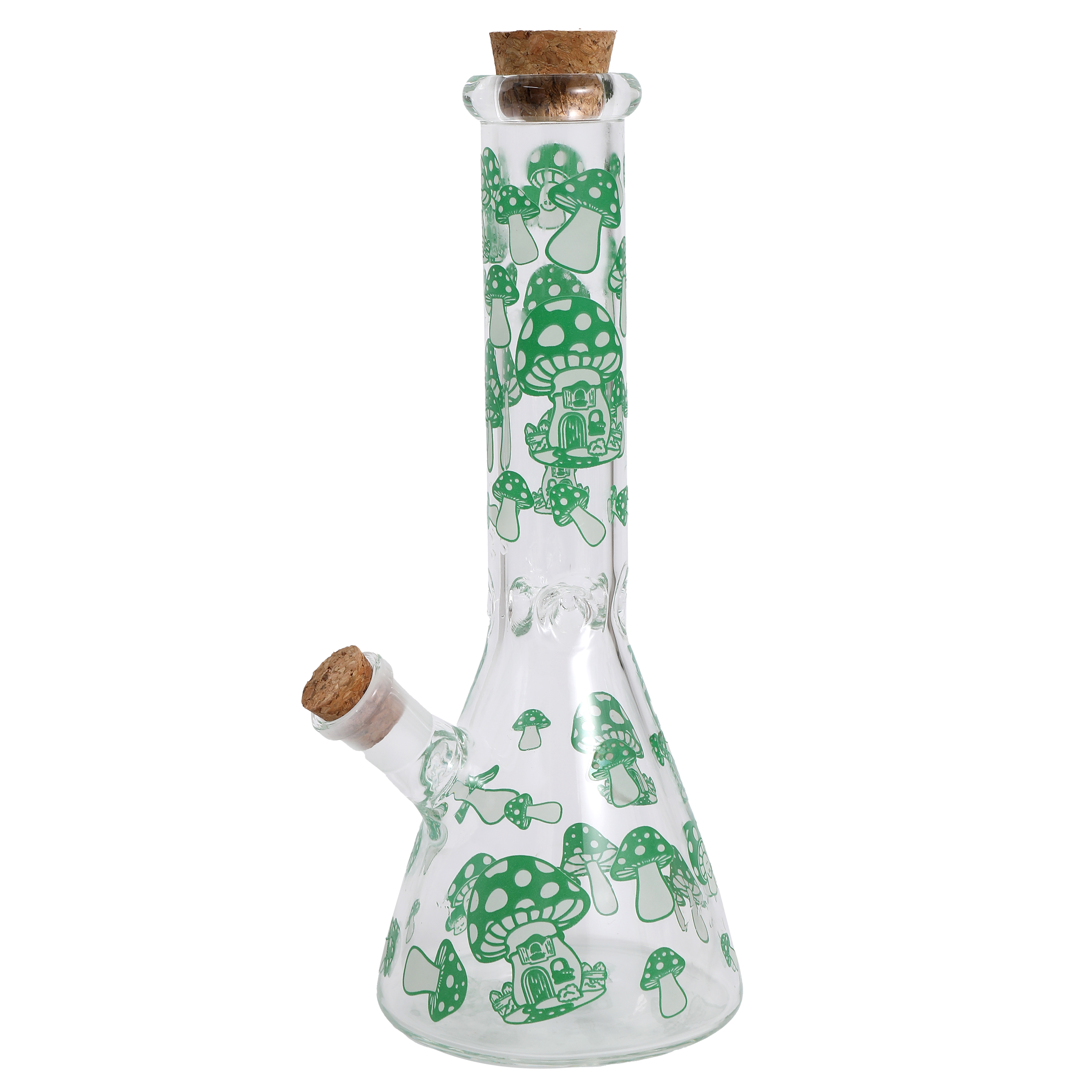 10 Inch Green mushrooms Glass Bong Water Pipe Beaker Bubbler - RORA