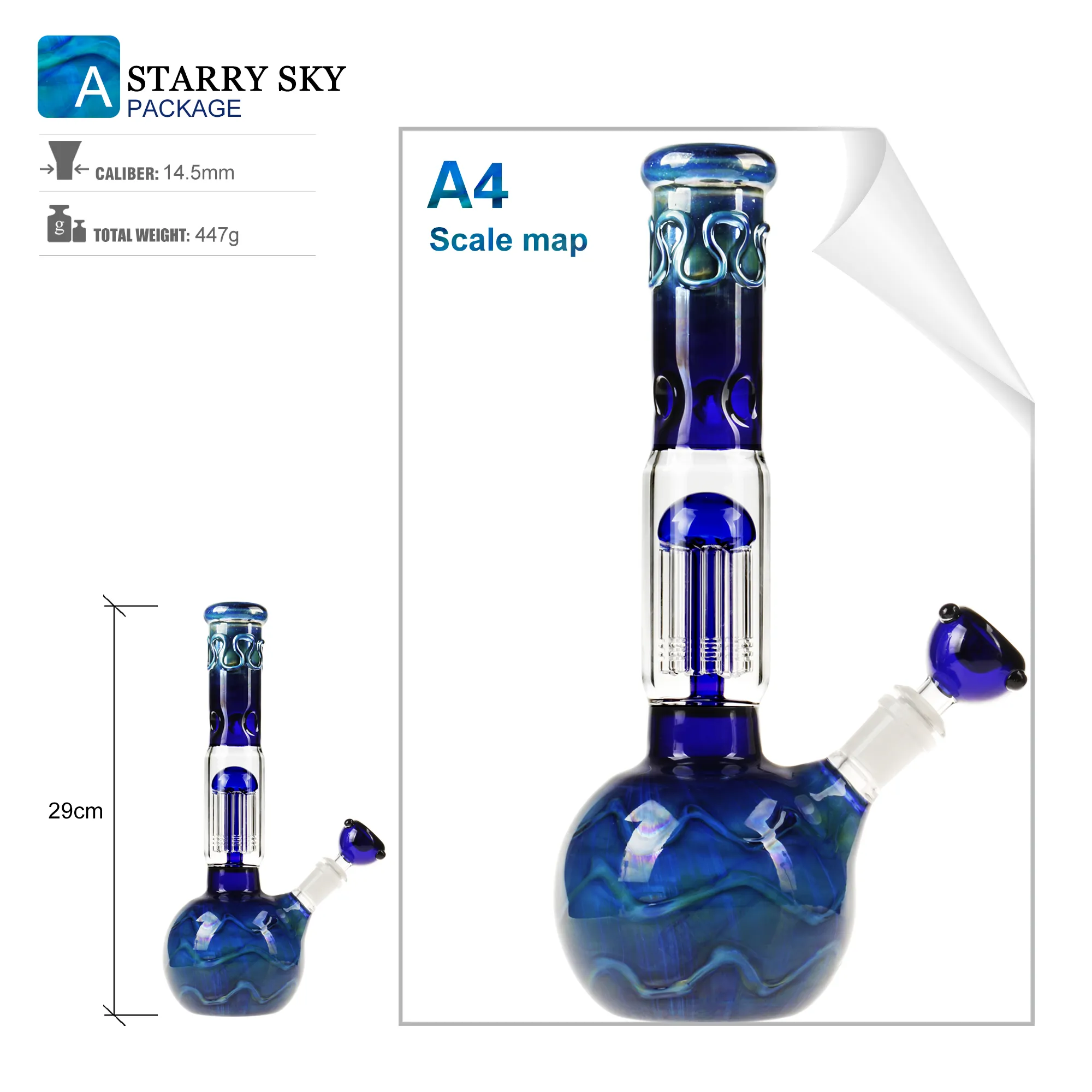 11 Inch Glass Bong In The Style Of The Starry Sky - RORA