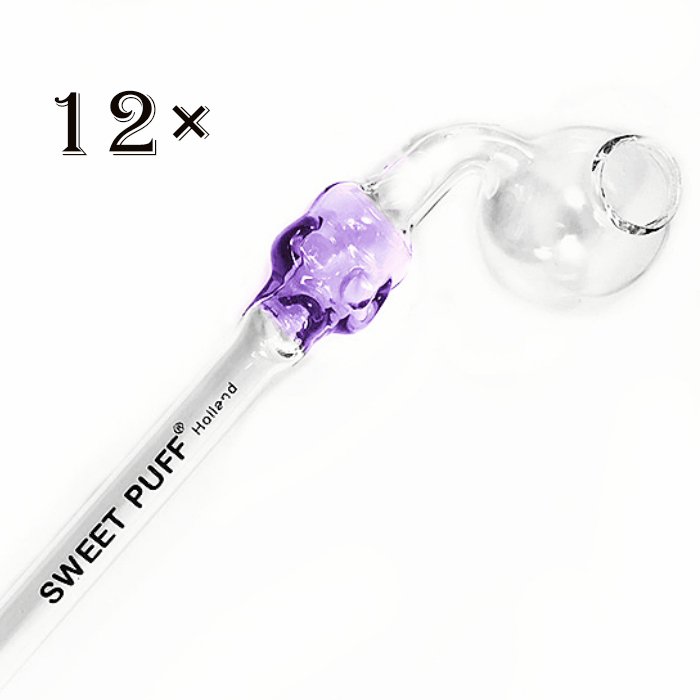 24pcs / 12pcs Purple Skull Sweet Puff Curved Glass Pipe 16CM - RORA