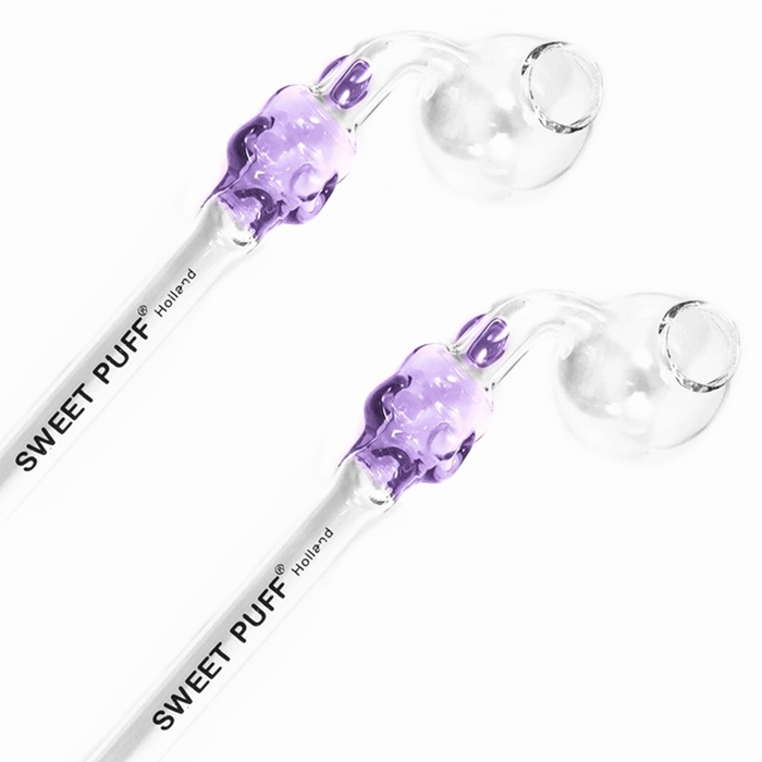 20pcs / 10pcs Purple Skull Sweet Puff Curved Glass Pipe 16CM - RORA