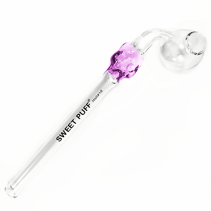 24pcs / 12pcs Pink Skull Sweet Puff Curved Glass Pipe 16CM - RORA