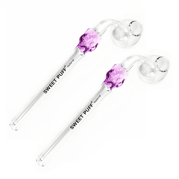 20pcs / 10pcs Pink Skull Sweet Puff Curved Glass Pipe 16CM - RORA