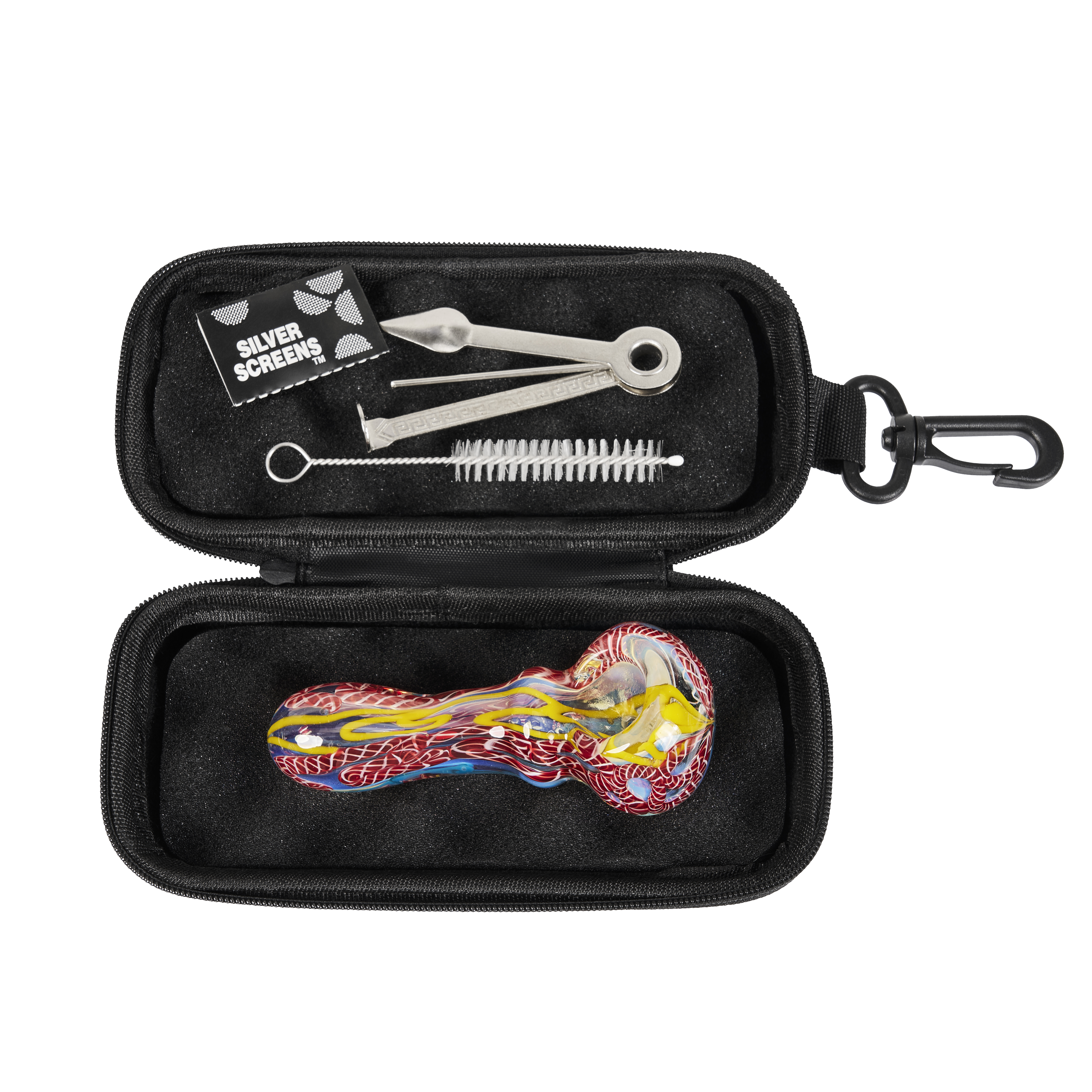 Borosilicate Glass Smoking Pipe Kit with 3-in-1 Cleaner, Spiral Brush & Carabiner Case – Handmade Twisted Design, Travel & Home Ready - RORA
