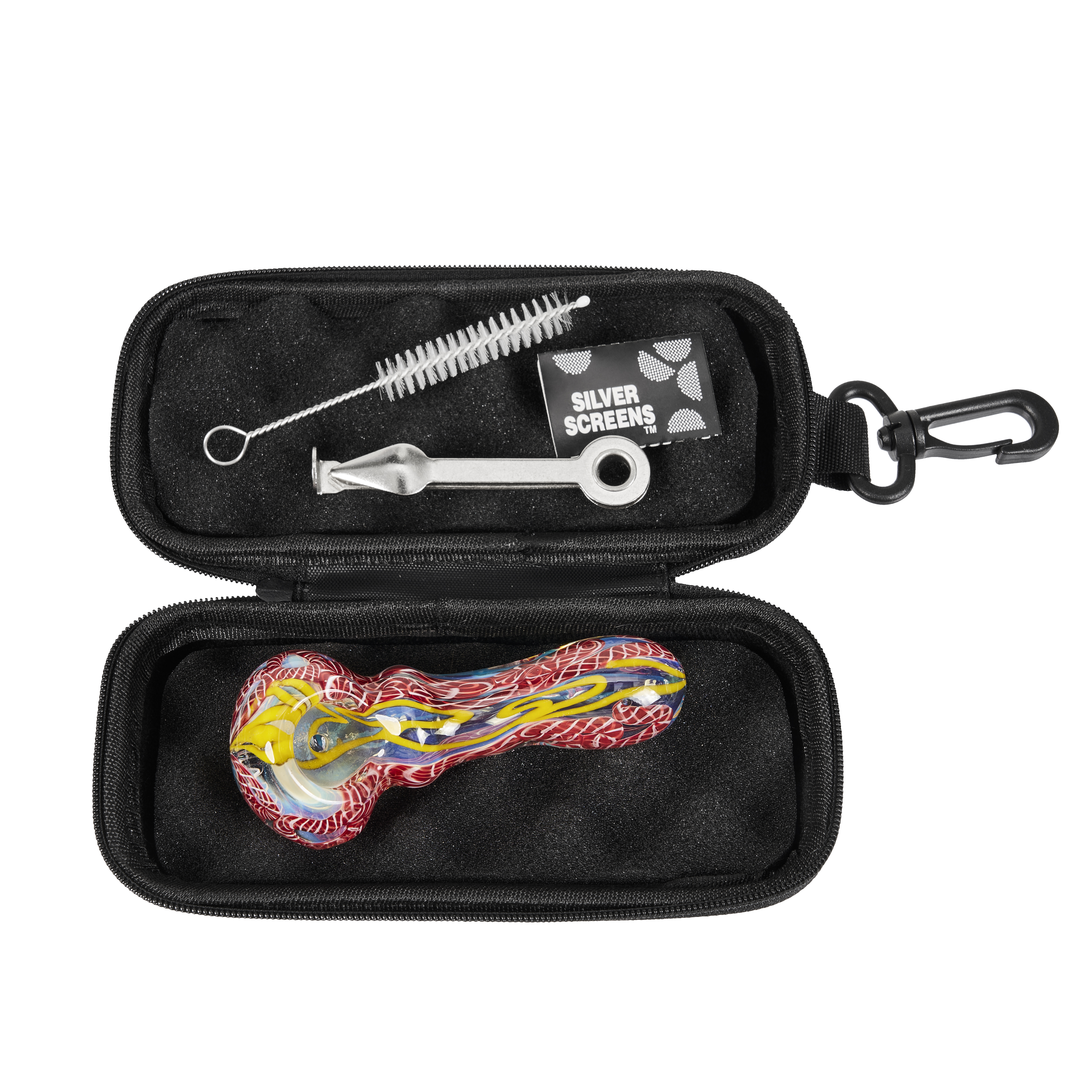 Borosilicate Glass Smoking Pipe Kit with 3-in-1 Cleaner, Spiral Brush & Carabiner Case – Handmade Twisted Design, Travel & Home Ready - RORA