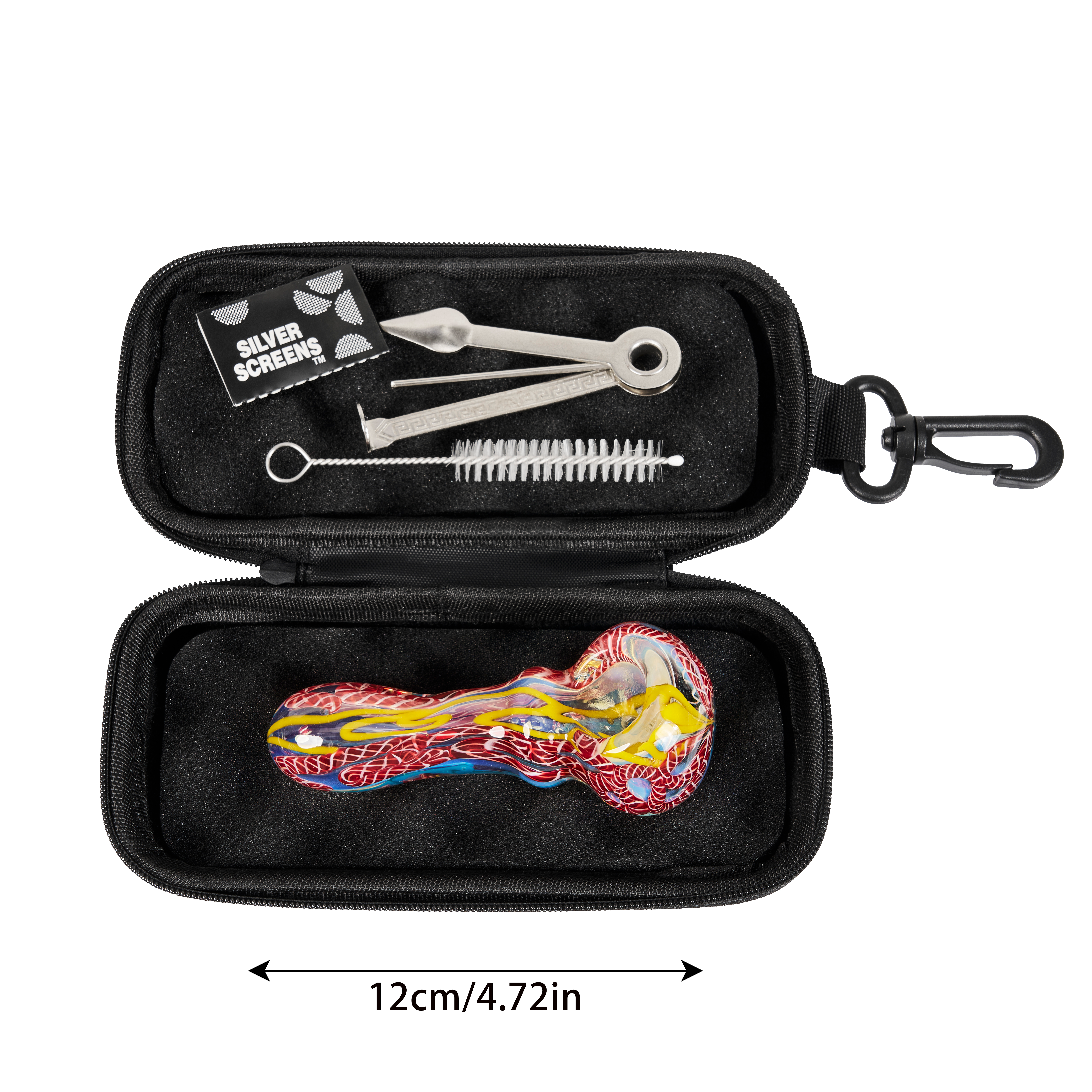 Borosilicate Glass Smoking Pipe Kit with 3-in-1 Cleaner, Spiral Brush & Carabiner Case – Handmade Twisted Design, Travel & Home Ready - RORA