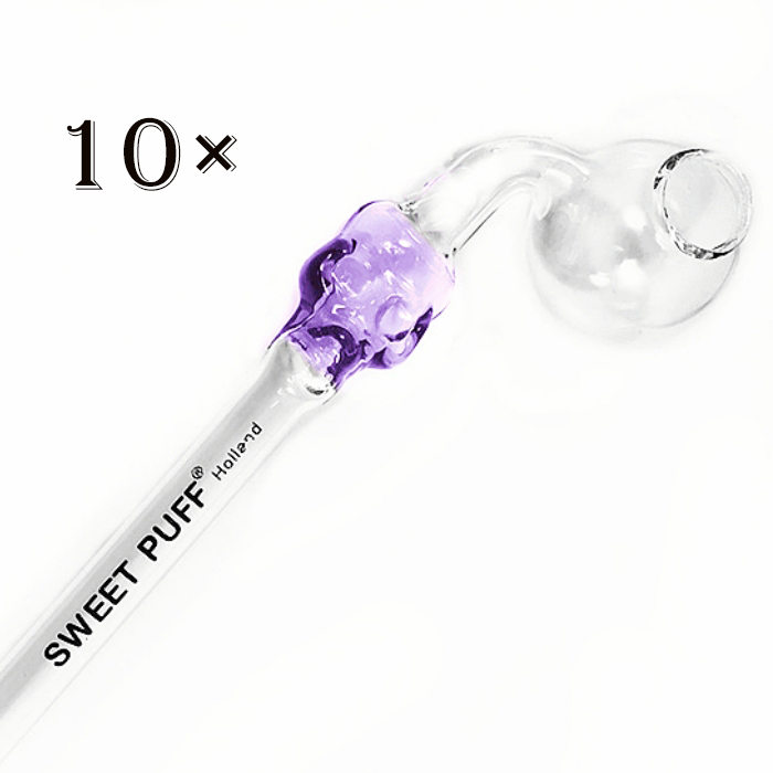 20pcs / 10pcs Purple Skull Sweet Puff Curved Glass Pipe 16CM - RORA