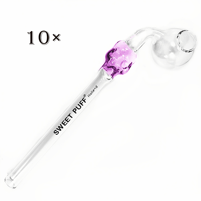 20pcs / 10pcs Pink Skull Sweet Puff Curved Glass Pipe 16CM - RORA