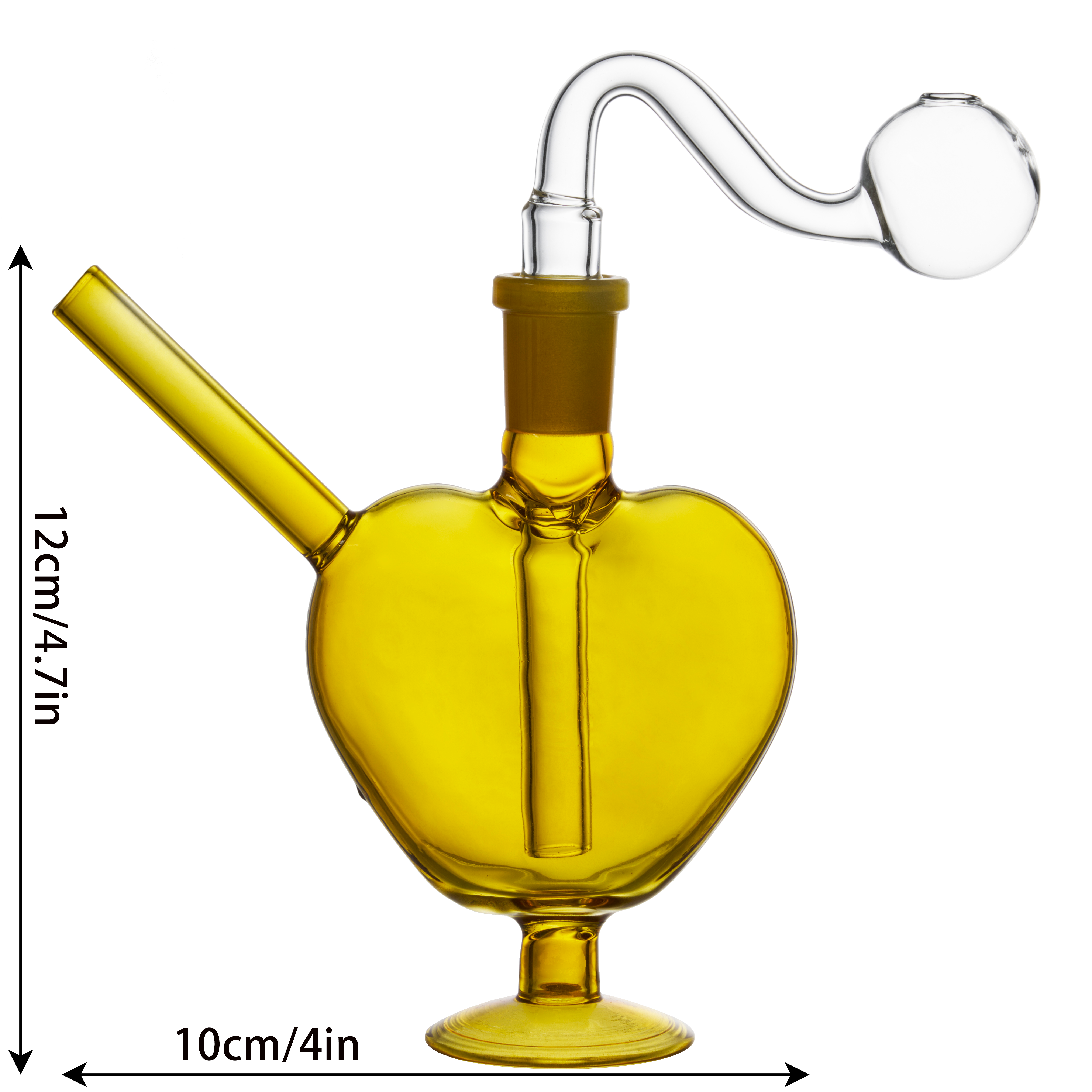 Heart - Shaped Glass Smoking Pipe, 2 Colors (Yellow & Pink) for Smooth Smoking Experience - RORA