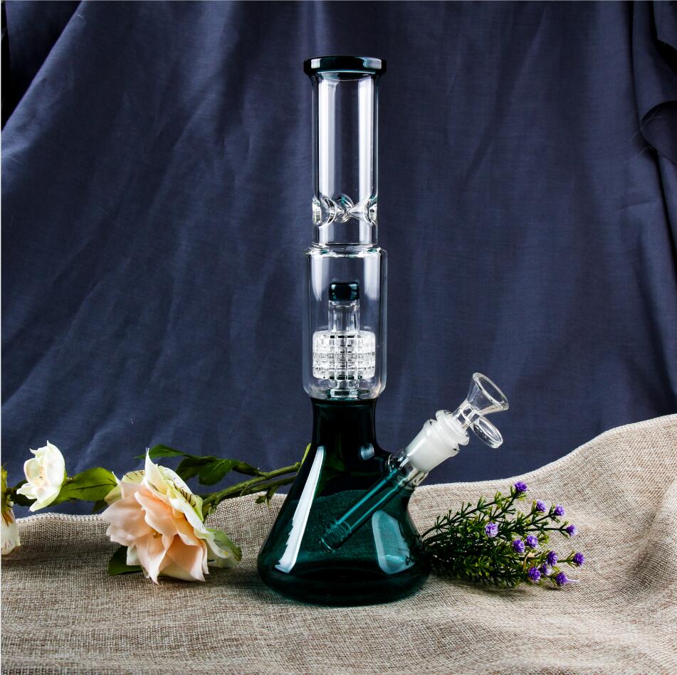 12 Inch Green Glass Bong Smoking Water Pipe Dab Rig Beaker Bubbler - RORA