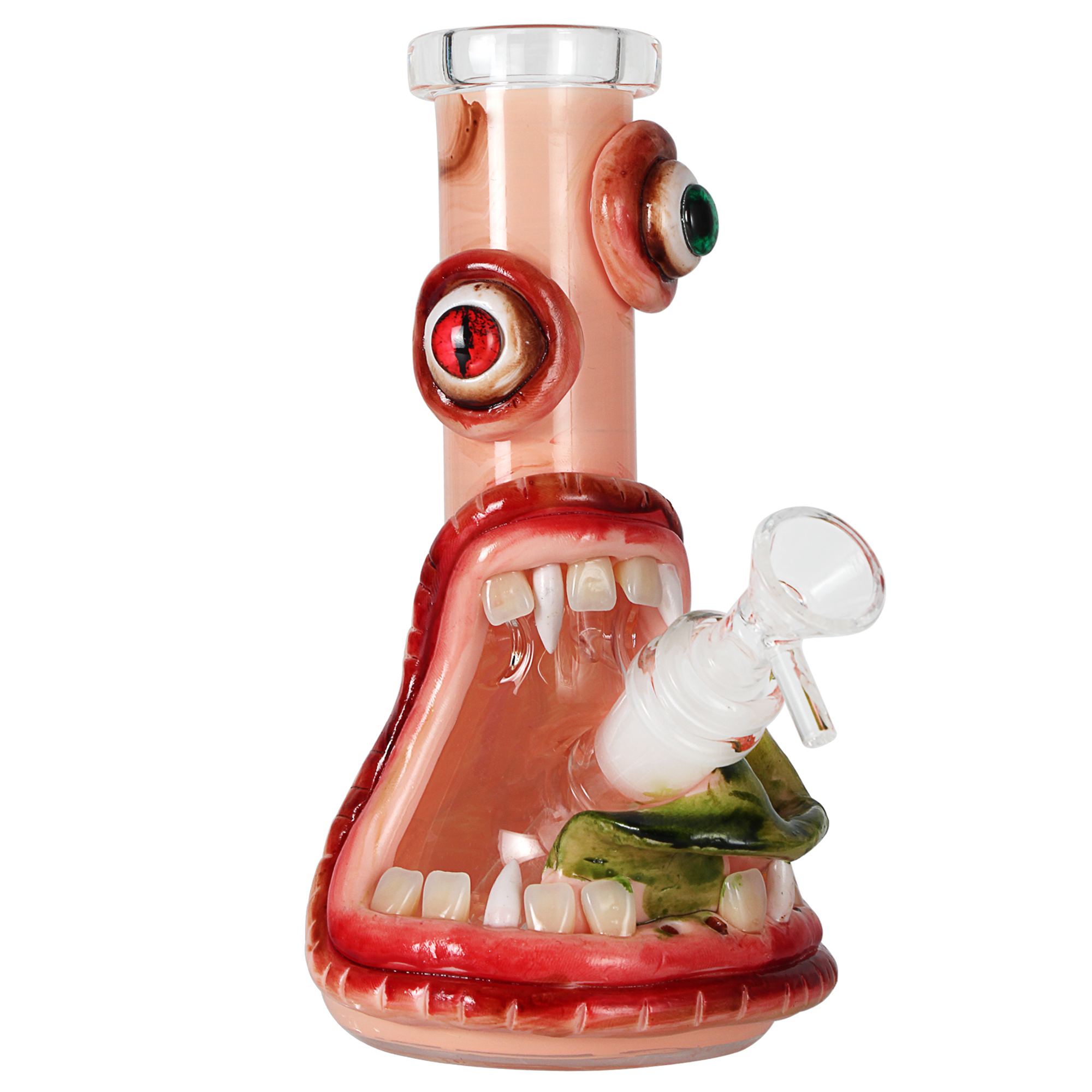10 In Unique Monster Design Smoking Glass Bong, Handmade Borosilicate Glass Water Pipe - RORA