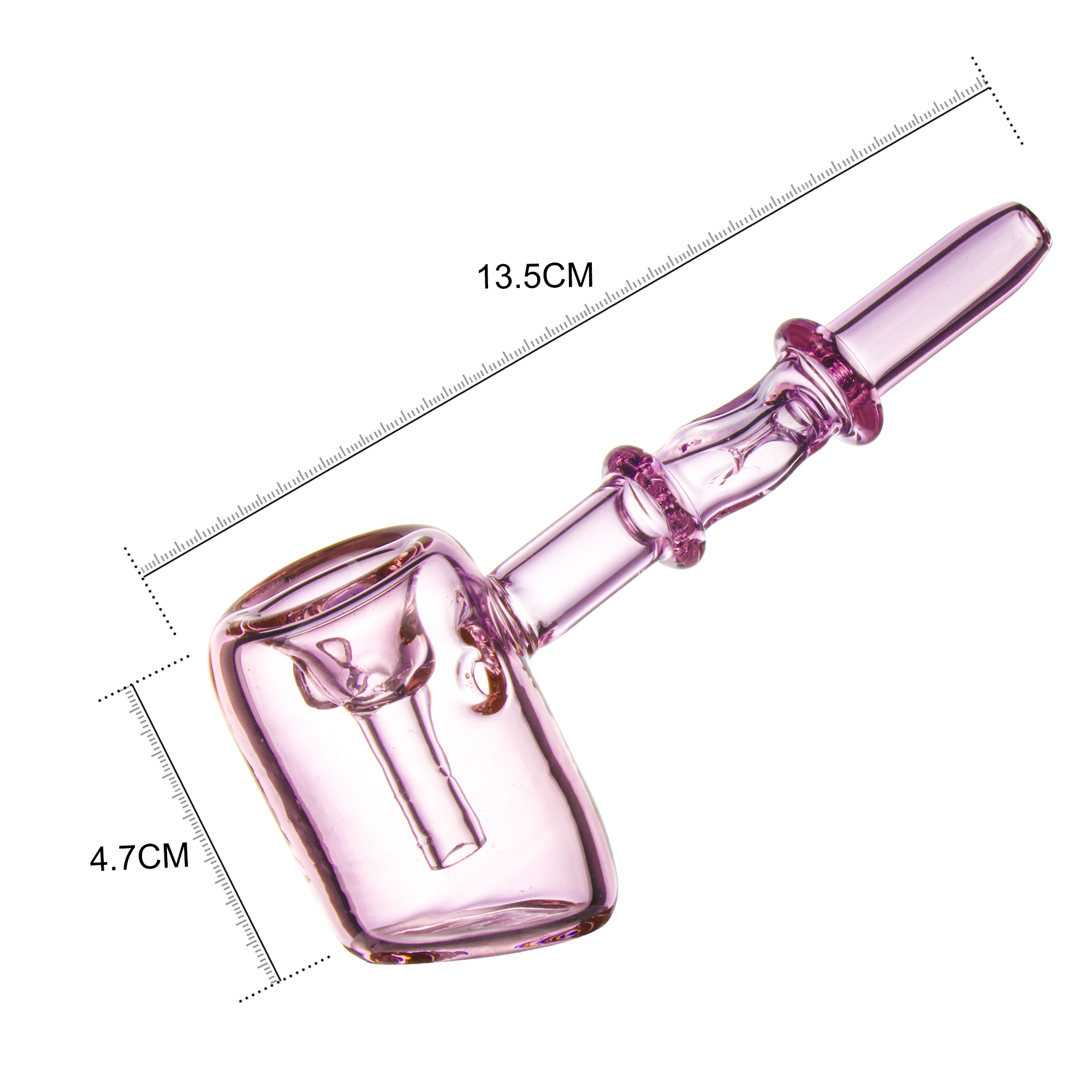 Pink Transparent Glass Hammer Pipe, 13.5CM Handcrafted Tobacco Smoking Pipe, Durable Borosilicate Glass Smoking Accessory - RORA