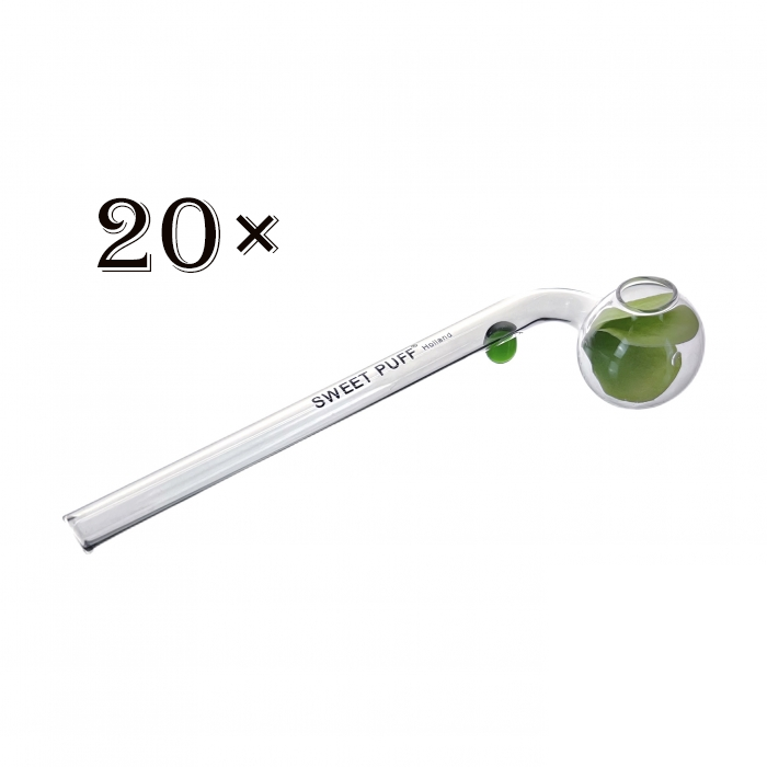 20pcs / 10pcs Sweet Puff Glass Pipe, Green Balancer Design, 16cm Premium Borosilicate Glass Smoking Pipe - RORA