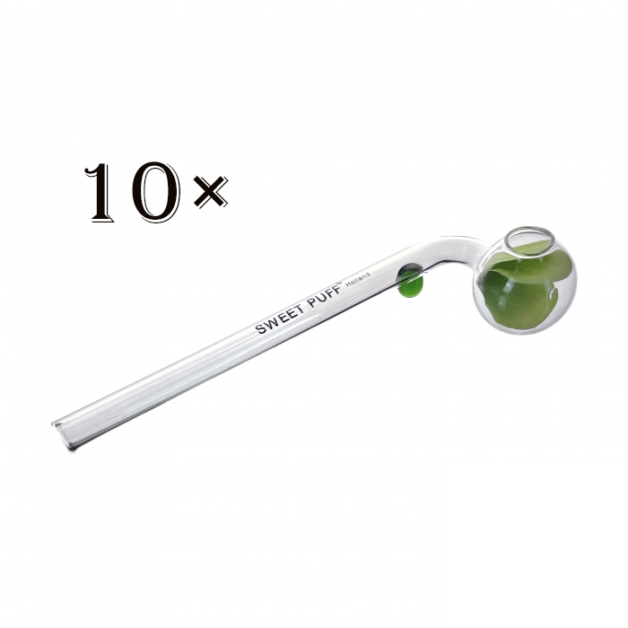 20pcs / 10pcs Sweet Puff Glass Pipe, Green Balancer Design, 16cm Premium Borosilicate Glass Smoking Pipe - RORA
