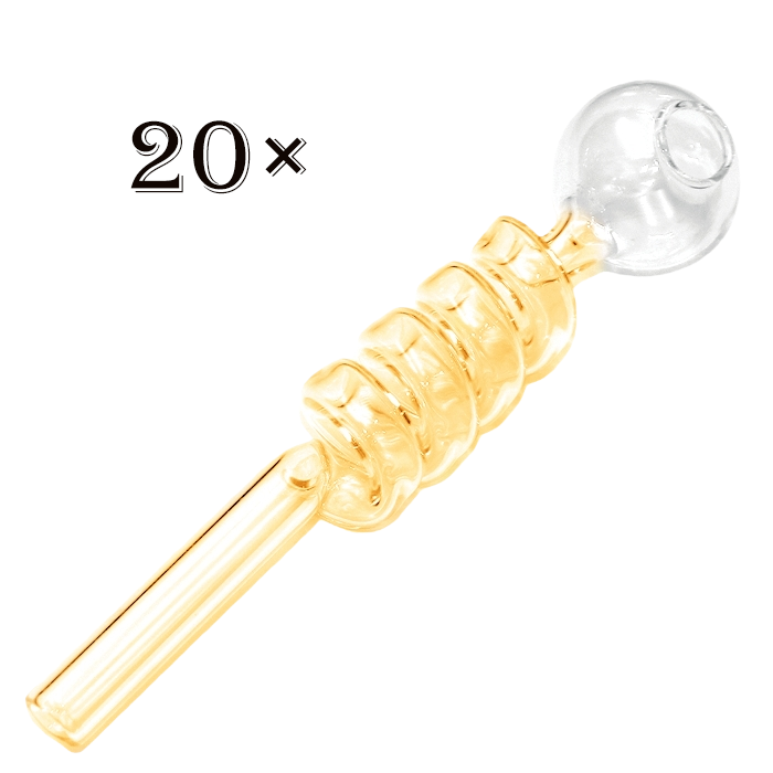 20pcs / 10pcs Swirl Sweet Puff Glass Pipe 14cm, Spiral Design Smoking Pipe Twin Pack - RORA