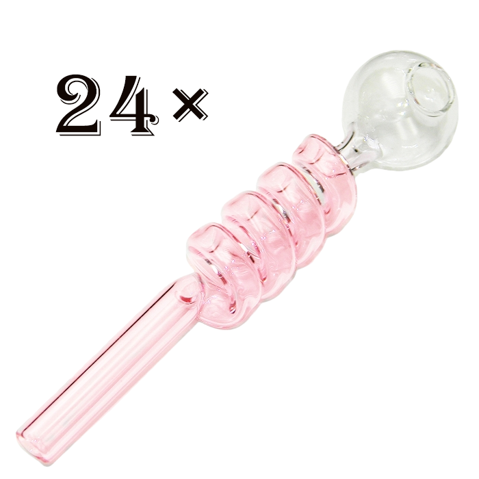 Sweet Puff Pink Spiral Glass Smoking Pipe, Handcrafted Unique Design with Clear Bowl for Smoking Enthusiasts - RORA