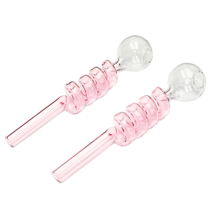 Sweet Puff Pink Spiral Glass Smoking Pipe, Handcrafted Unique Design with Clear Bowl for Smoking Enthusiasts - RORA