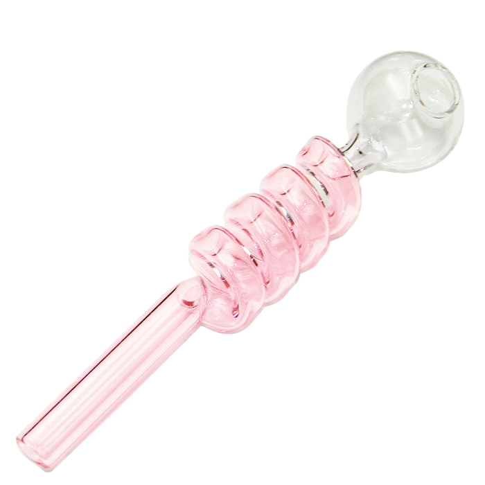 Sweet Puff Pink Spiral Glass Smoking Pipe, Handcrafted Unique Design with Clear Bowl for Smoking Enthusiasts - RORA