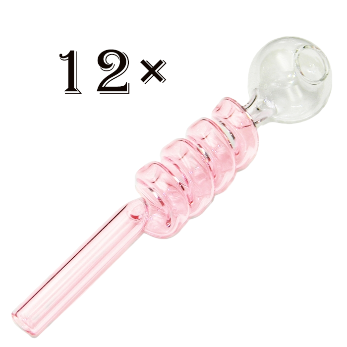 Sweet Puff Pink Spiral Glass Smoking Pipe, Handcrafted Unique Design with Clear Bowl for Smoking Enthusiasts - RORA