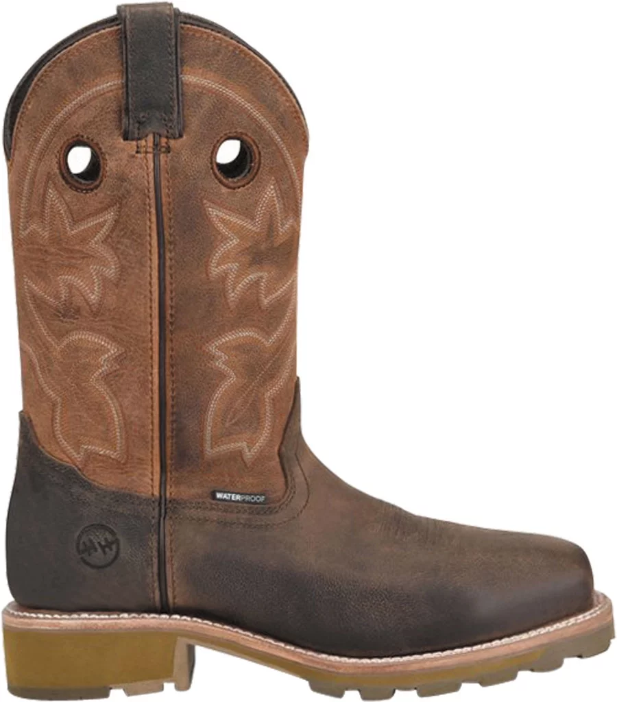 Double-H Boots Men's Abner 12” Waterproof Wide Square Toe Roper Soft Toe Work Boot Brown - DH4353