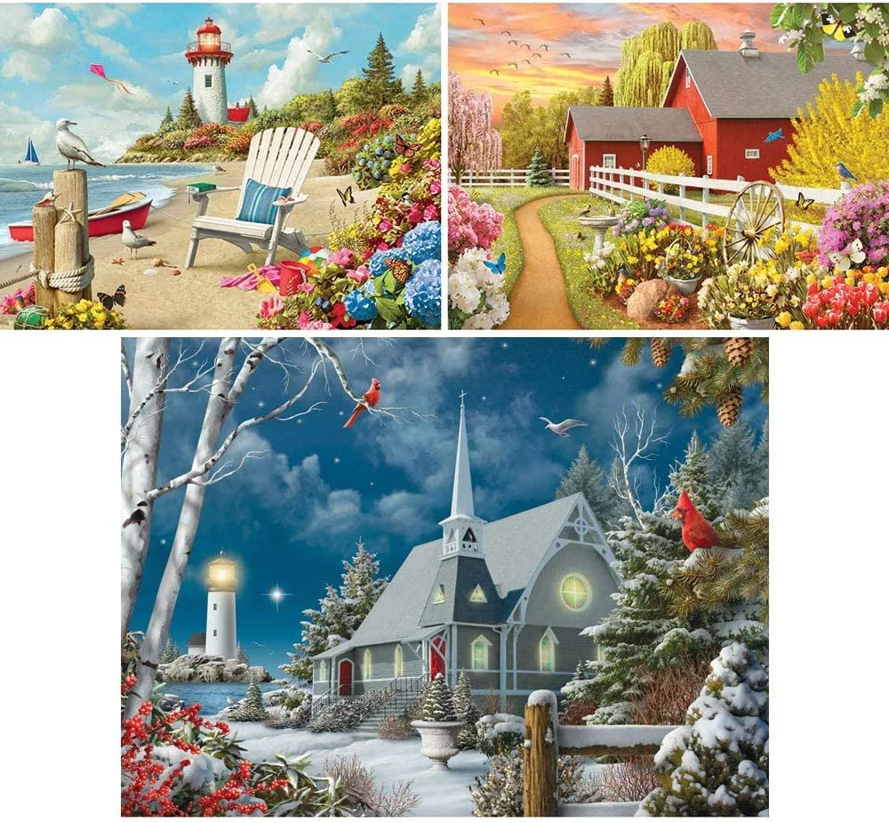 Bits and Pieces - Value Set of Three (3) 300 Piece Jigsaw Puzzles for Adults - Each Puzzle Measures 18