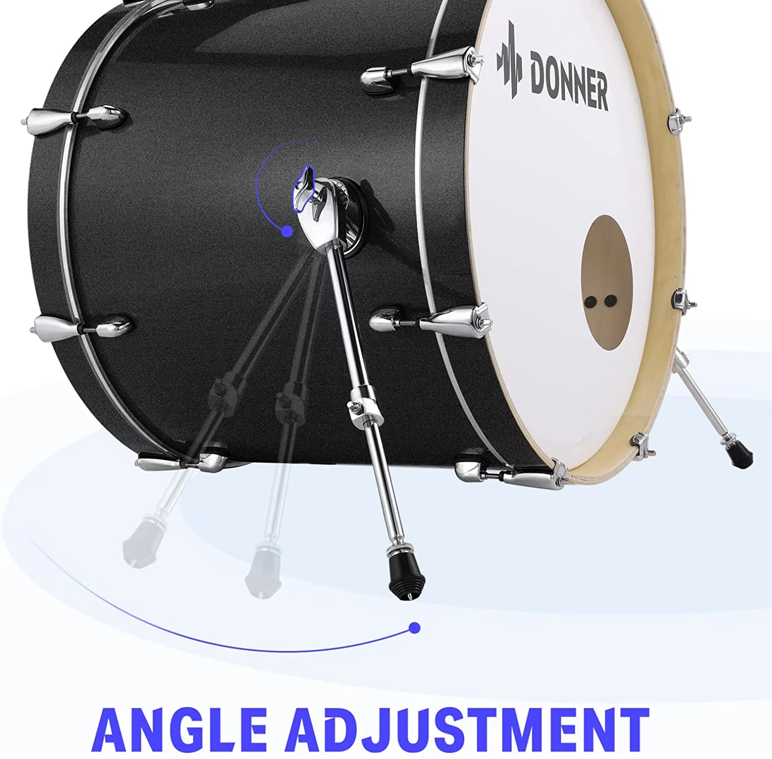 Donner Drum Set Adult with Silent System, 5-Piece Full Size Professional Drum Kit Black