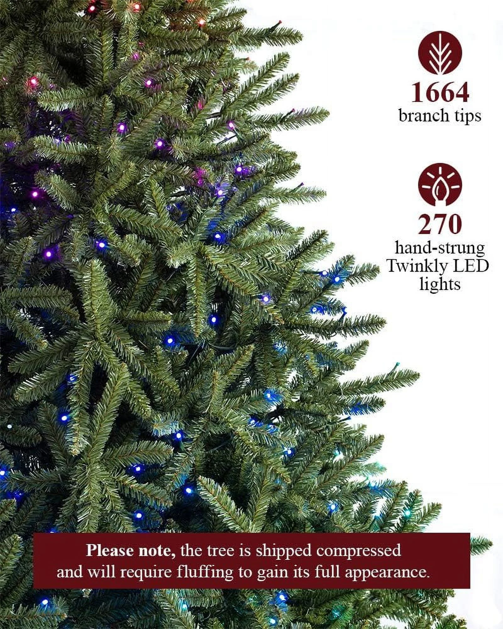 6Ft Prelit Classic Blue Spruce Artificial Christmas Tree With Customizable Twinkly LED Lights