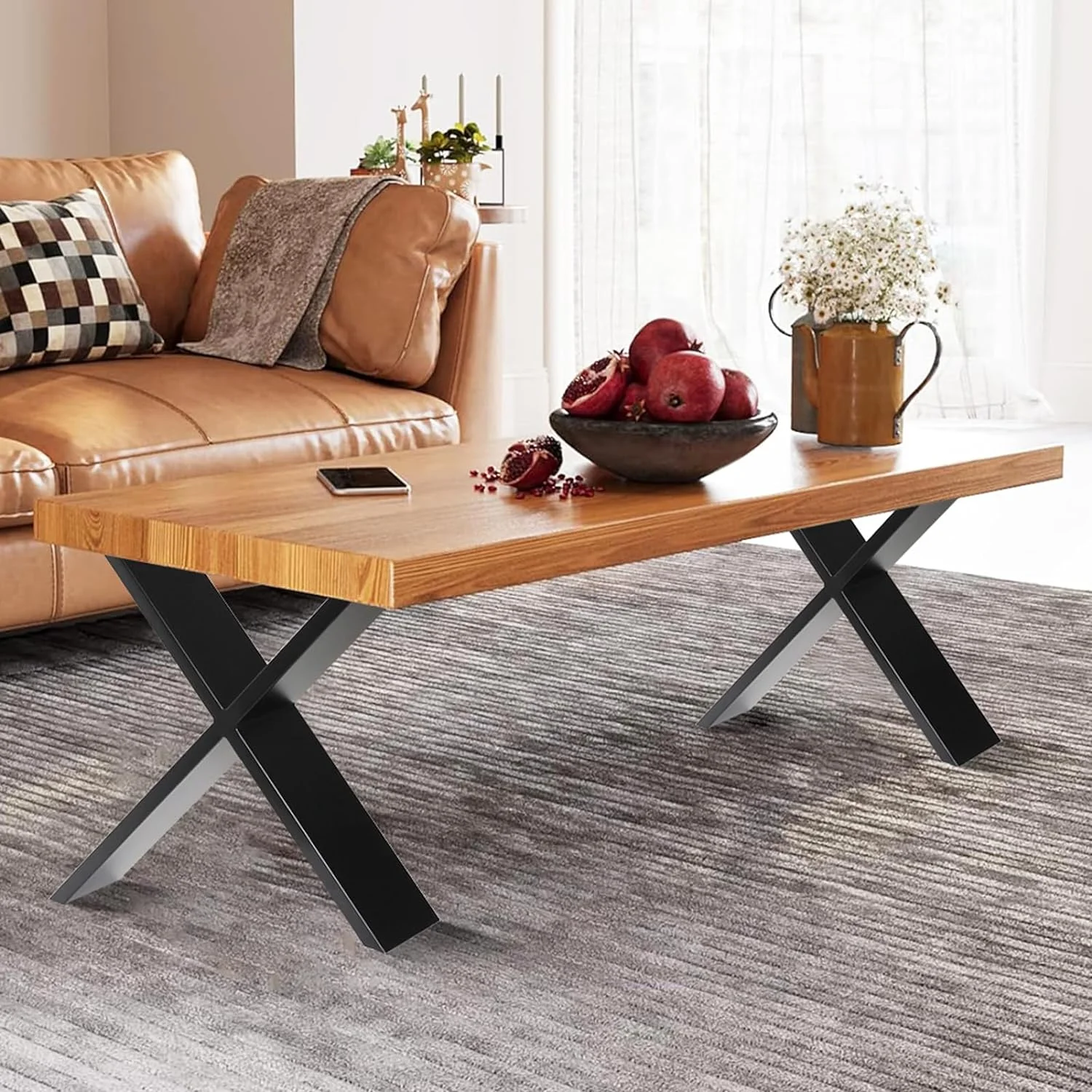 Metal Table Legs 30 inch H 28'' W｜Heavy Duty X Shape Furniture Legs｜Coffee Table Legs for DIY Furniture,Computer Table, Dining Table,Modern Desks｜Black Desk Legs(2 PCS)