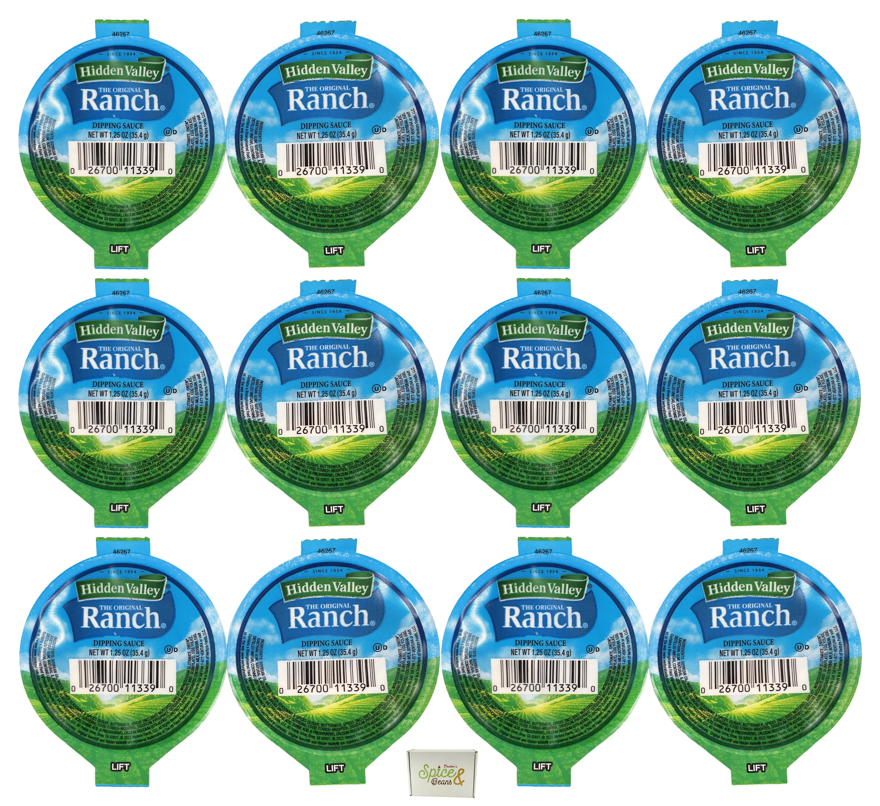 Hidden Valley Original Ranch Dressing 1.25 oz. Dipping Sauce Cup | Gluten-Free, Kosher | 12 Pack