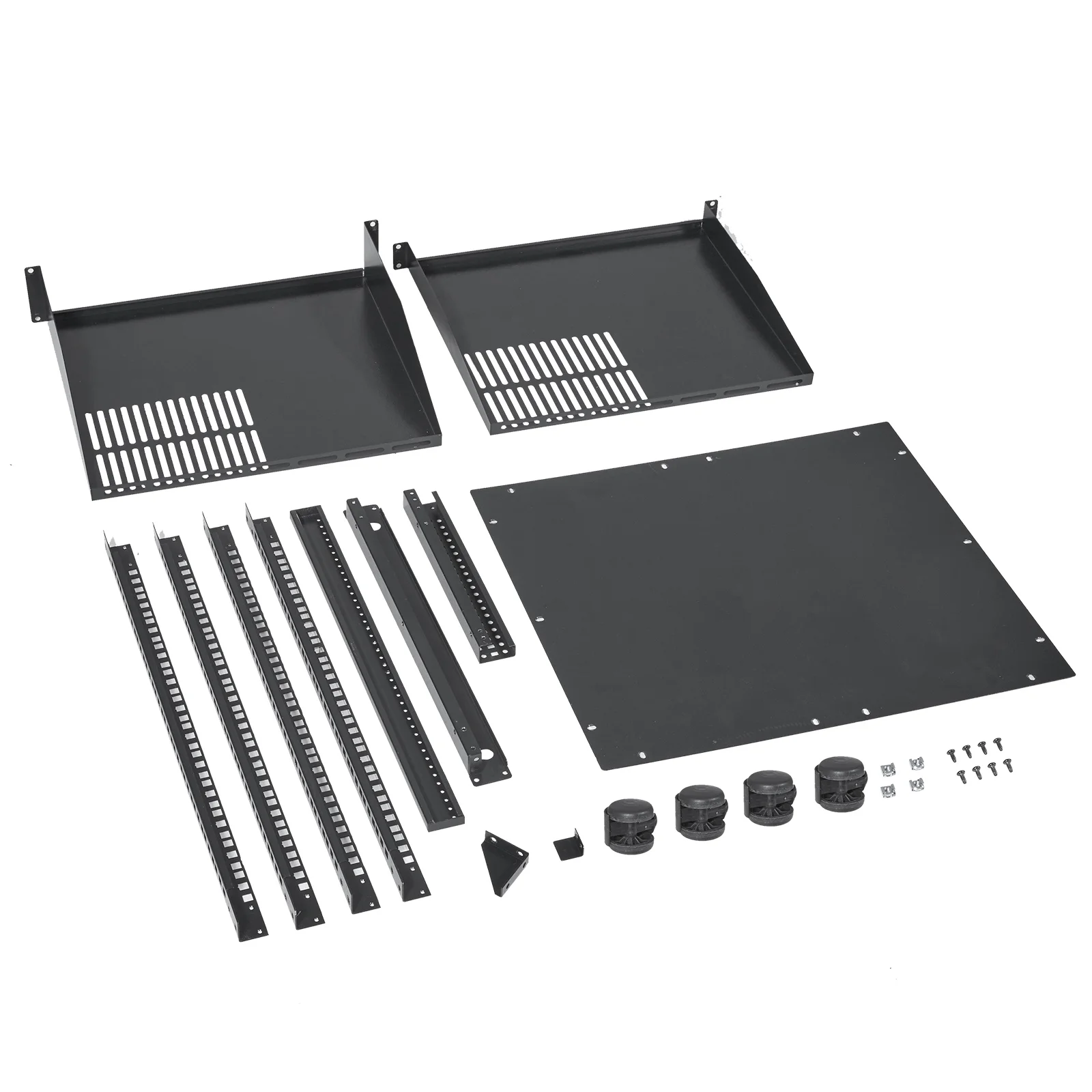BENTISM 12U Open Frame Server Rack, 15''-40'' Adjustable Depth, Free Standing or Wall Mount Network Server Rack, 4 Post AV Rack with Casters