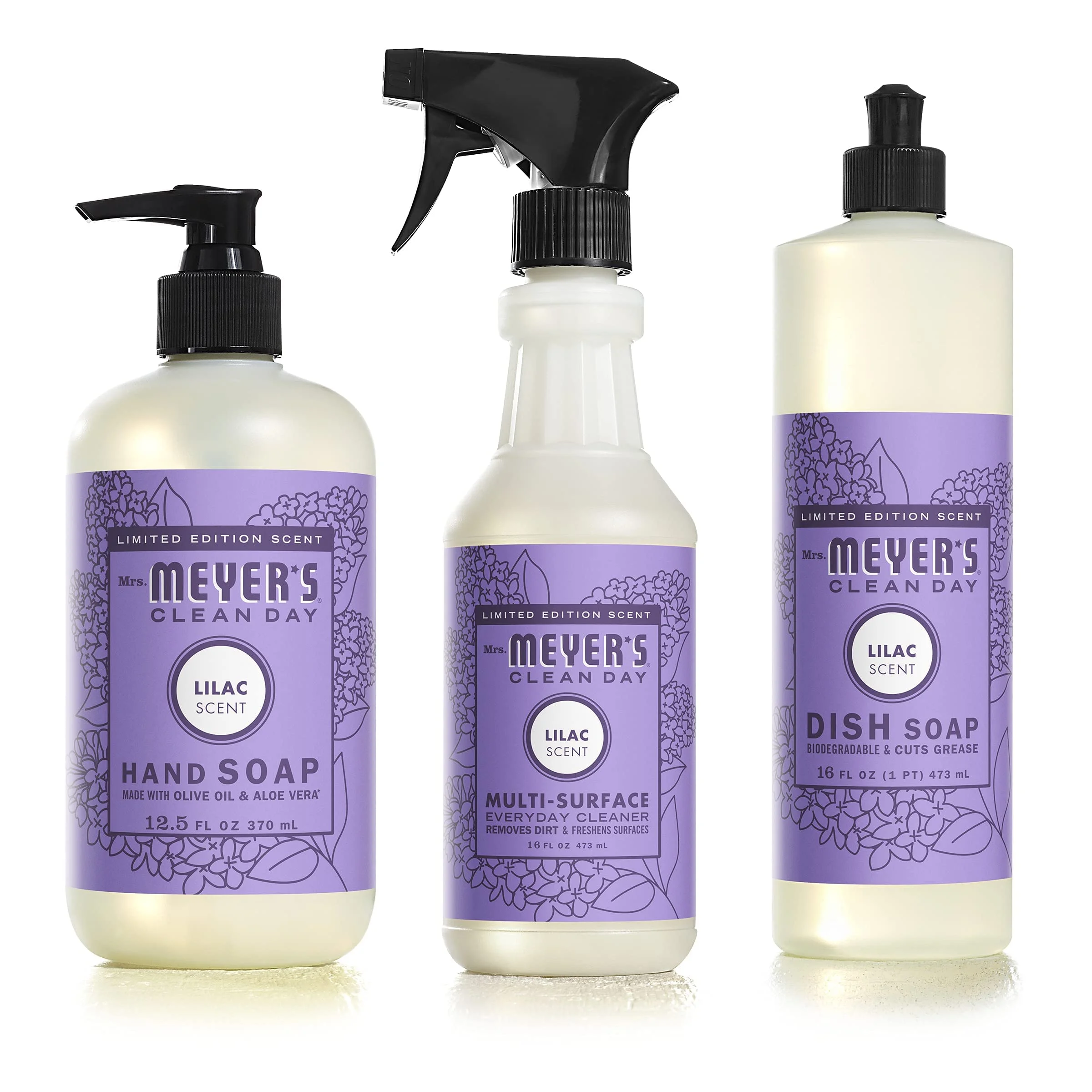 Mrs. Meyer,S Clean Day Kitchen Set Dish Soap Scent Variety Pack 3 Ct (Lilac)