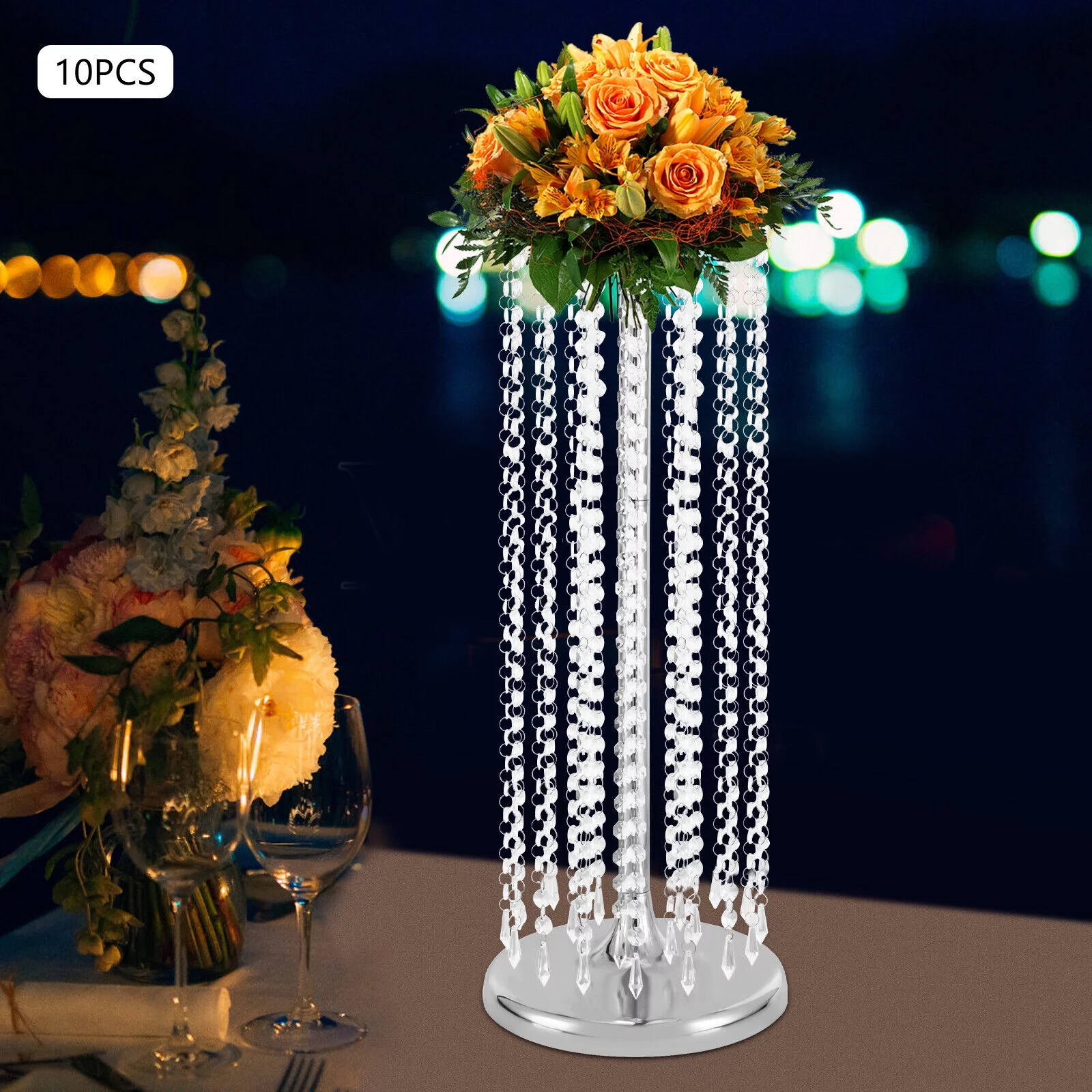 Miumaeov 10 Packs 23.6inch Tall Wedding Centerpieces Flower Vases Stand Crystal Flower Arrangements Decor