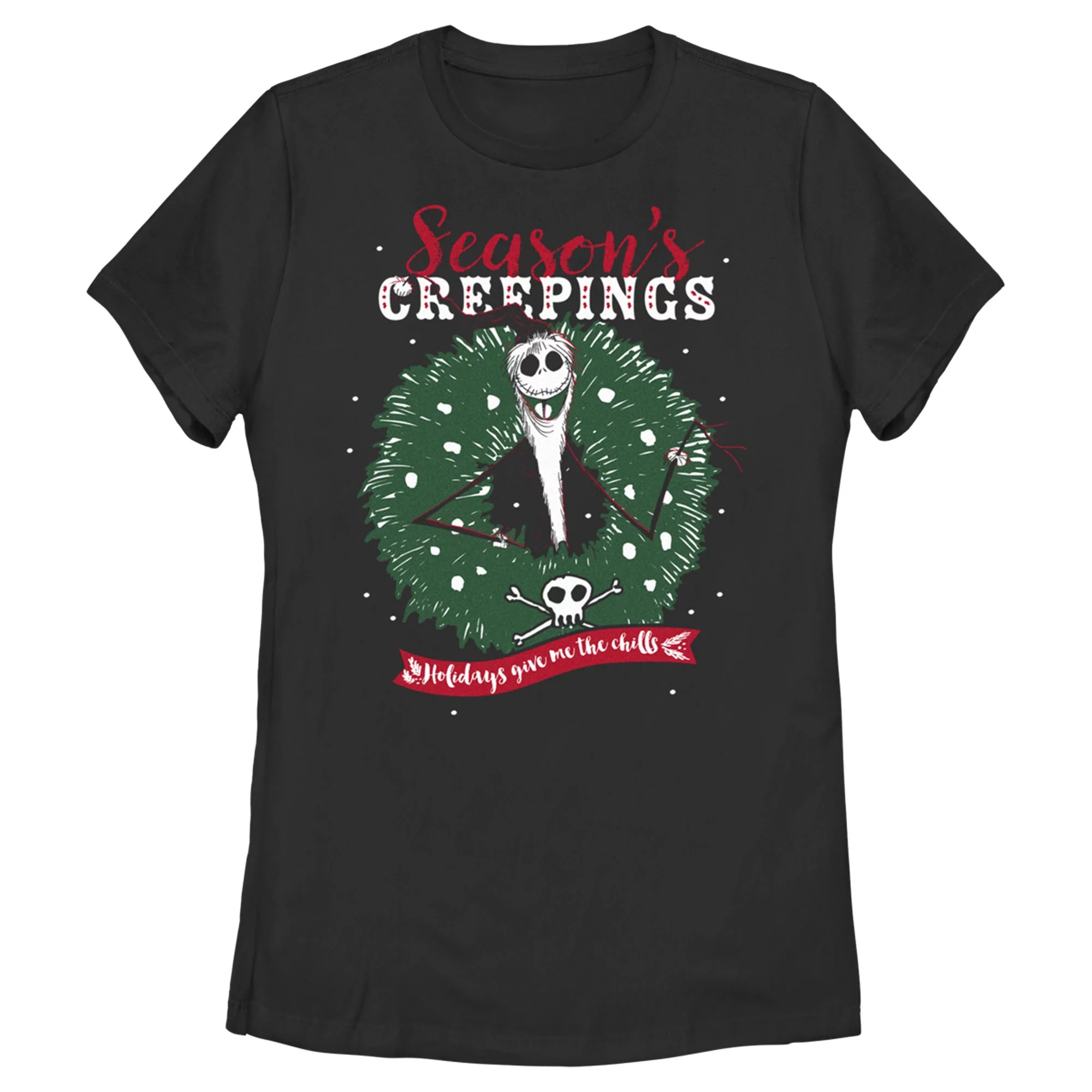 Women's The Nightmare Before Christmas Jack Season's Creepings Graphic Tee Black Small