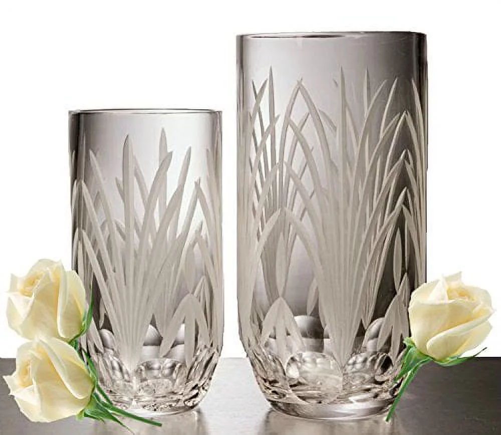 GAC Mouth Blown High Class Glass Crystal Flower Vase, Exquisite Decorative Vase Centerpiece -10