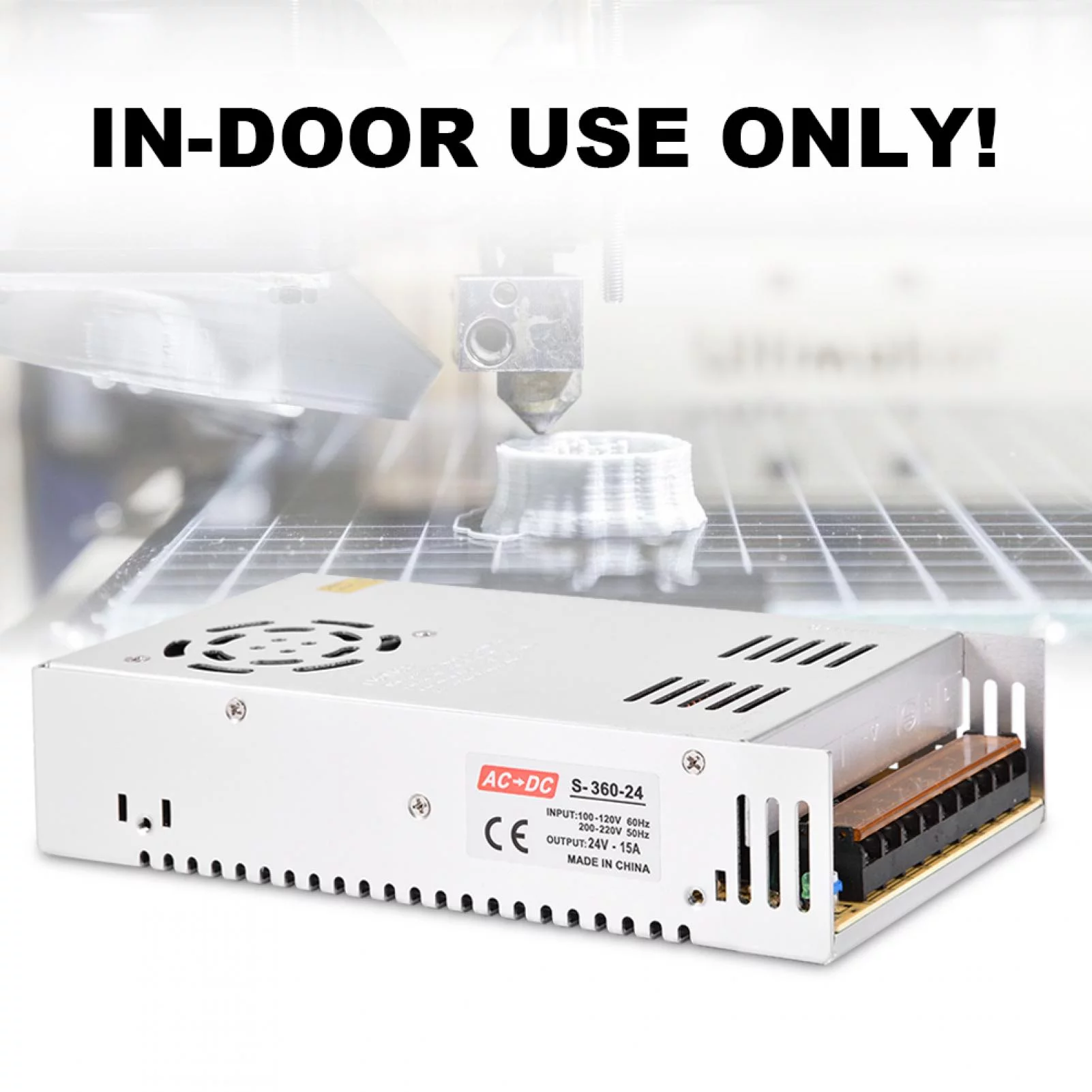 Jadeshay LED Switch Power Supply Driver 24V 15A 360W Regulated Switch Power Supply Adapter Transformer for 3D Printer