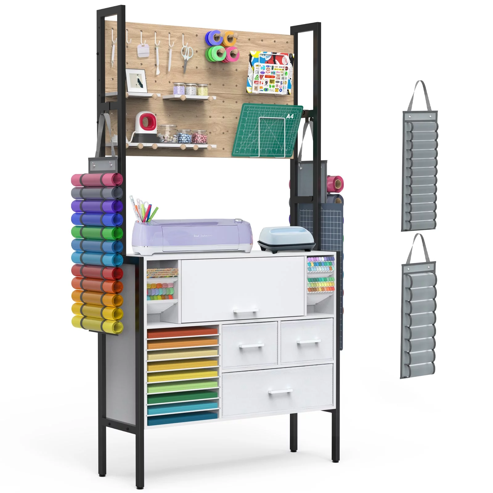 GDLF Cricut Organization and Storage, Cricut Accessories Organizer Craft Cabinet with Pegboard