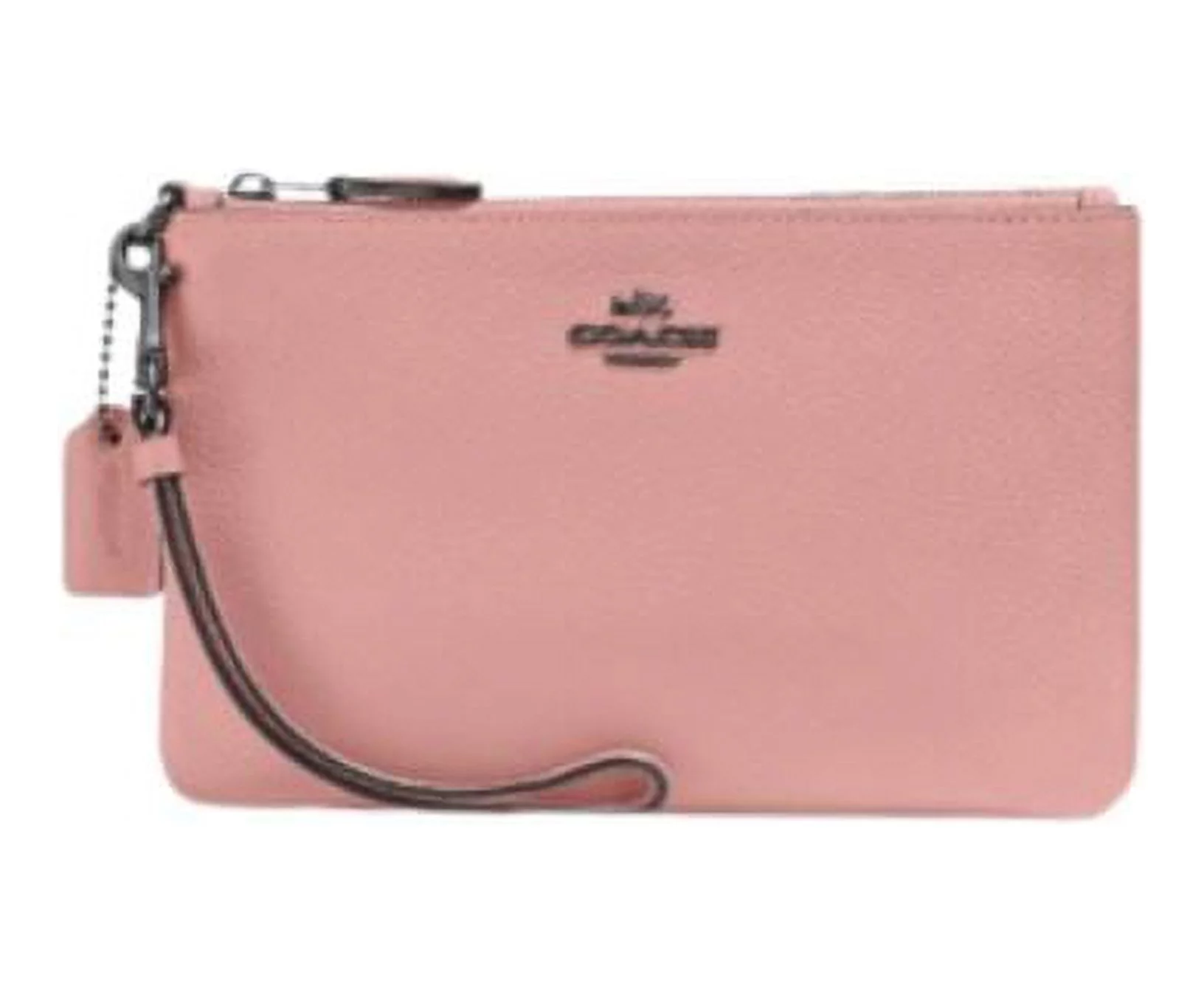 Coach Pebbled Leather Double Corner Zip Wristlet F87590 Carnation, Small 22952-V