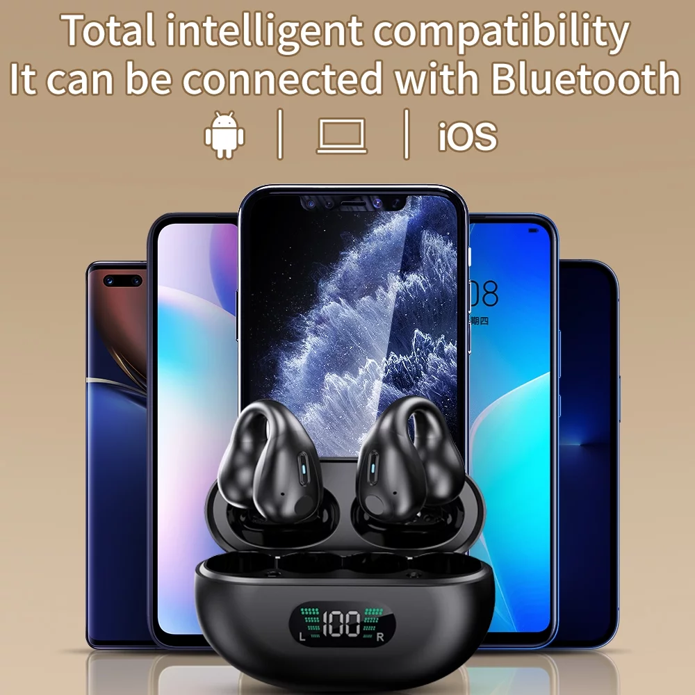 JLLOM Bluetooth 5.3 Wireless Earbuds Headsets Earphones Bone Conduction Headphones(White)