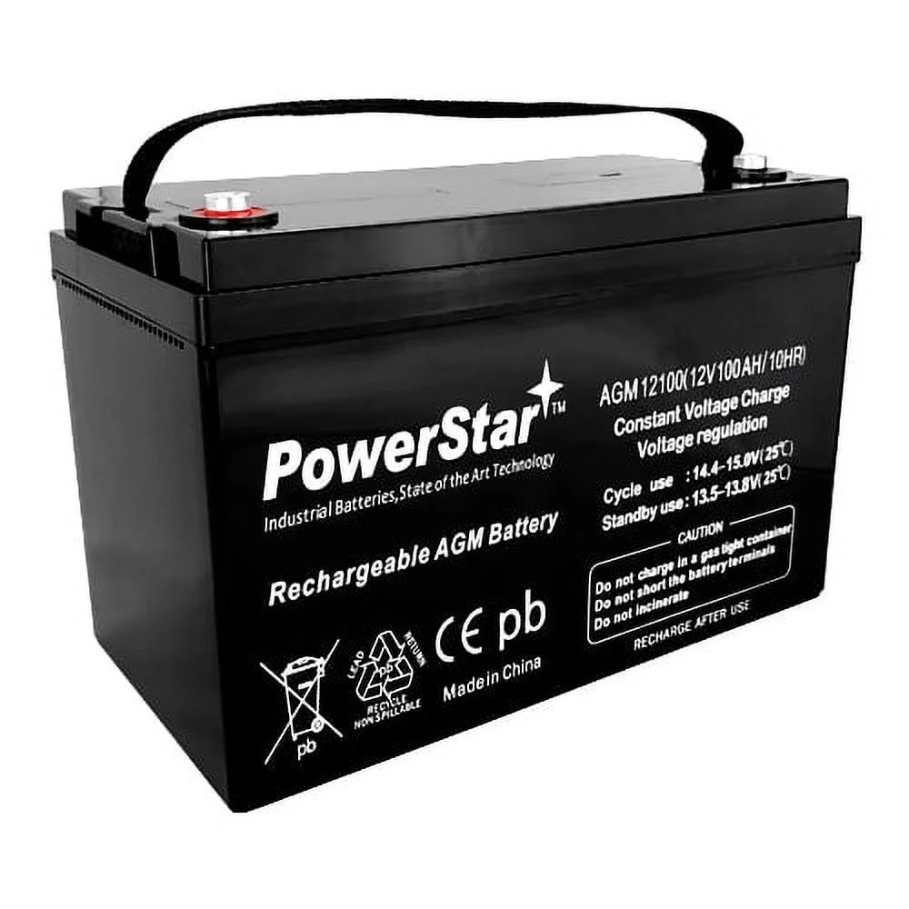 PowerStar 12 V 100Ah SLR100 Deep Cycle SLA Battery for Camper, RV, Travel