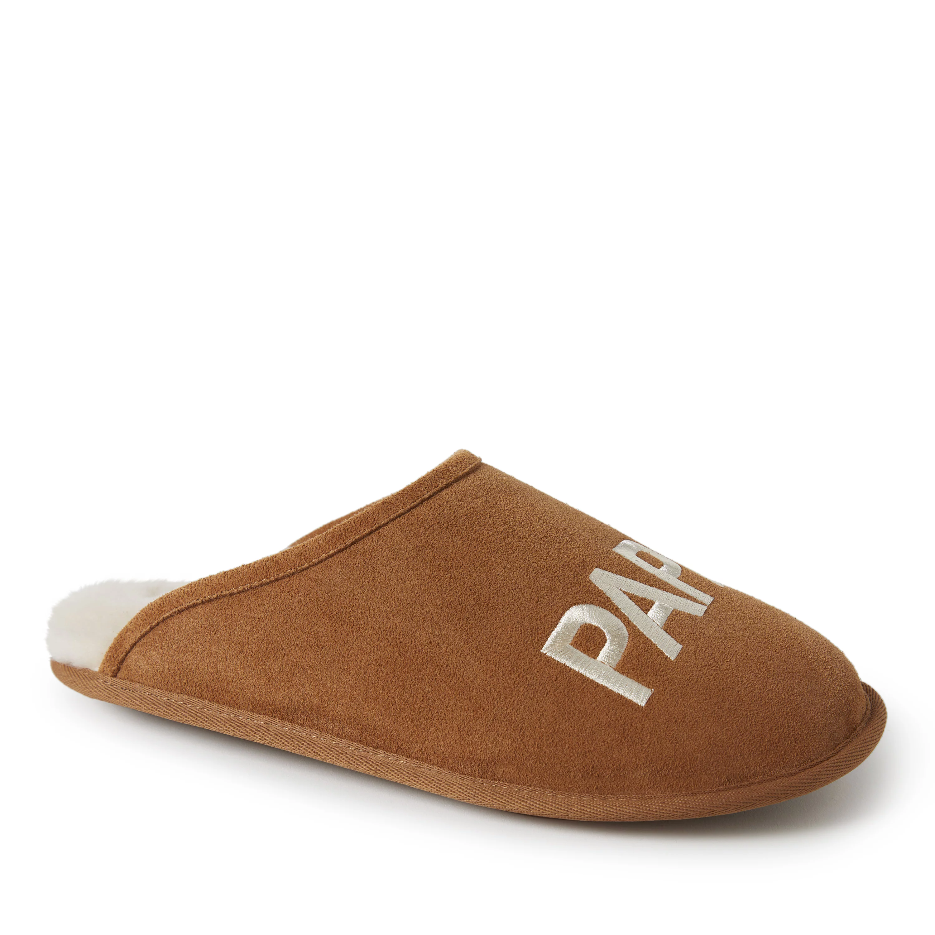 Fireside by Dearfoams Men's Papa Bear Genuine Shearling Scuff Slippers
