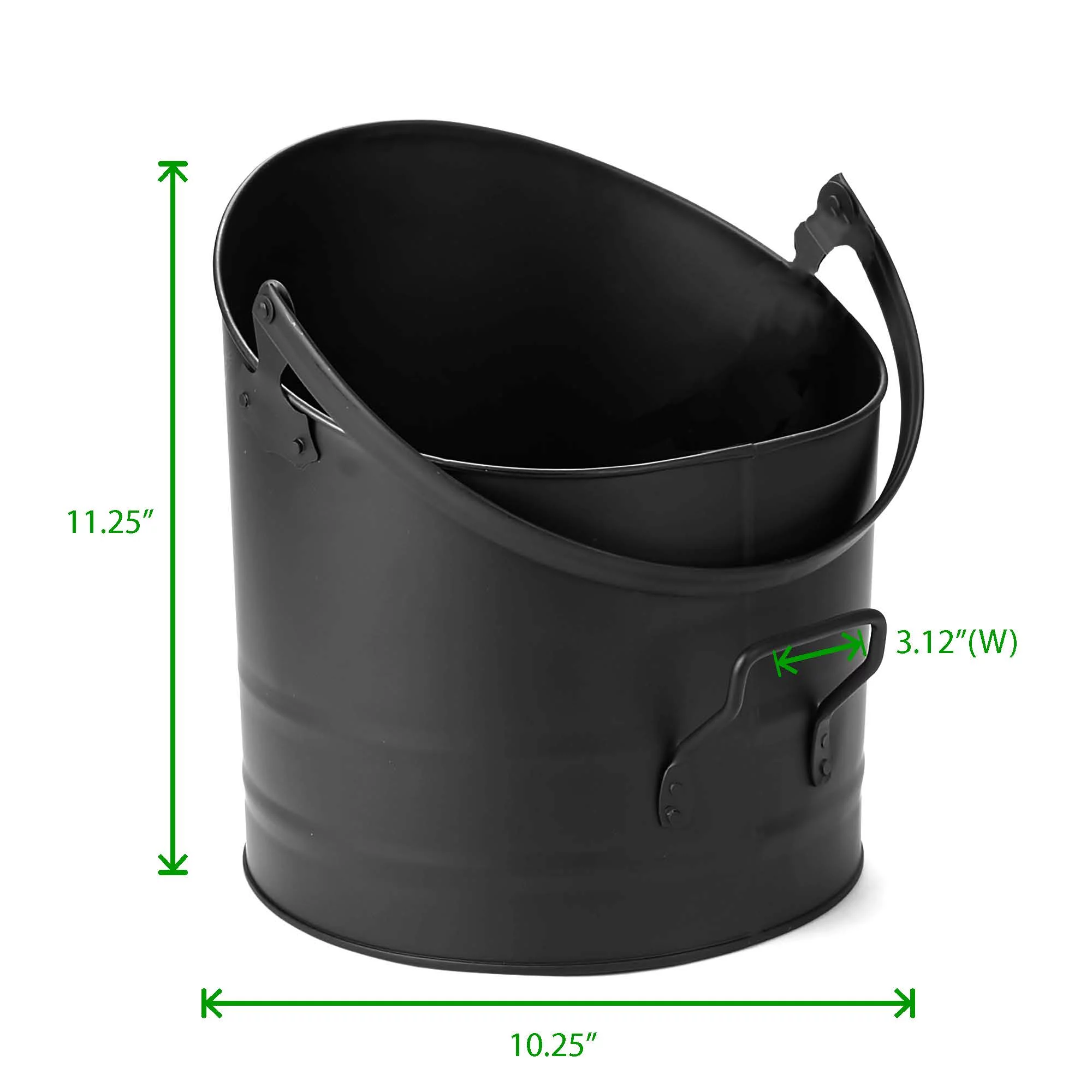 Mind Reader Fireplace Ash Bucket, 6L (1.5 gal) Capacity, Metal, 9 L x 9 W x 10.5 H, Black