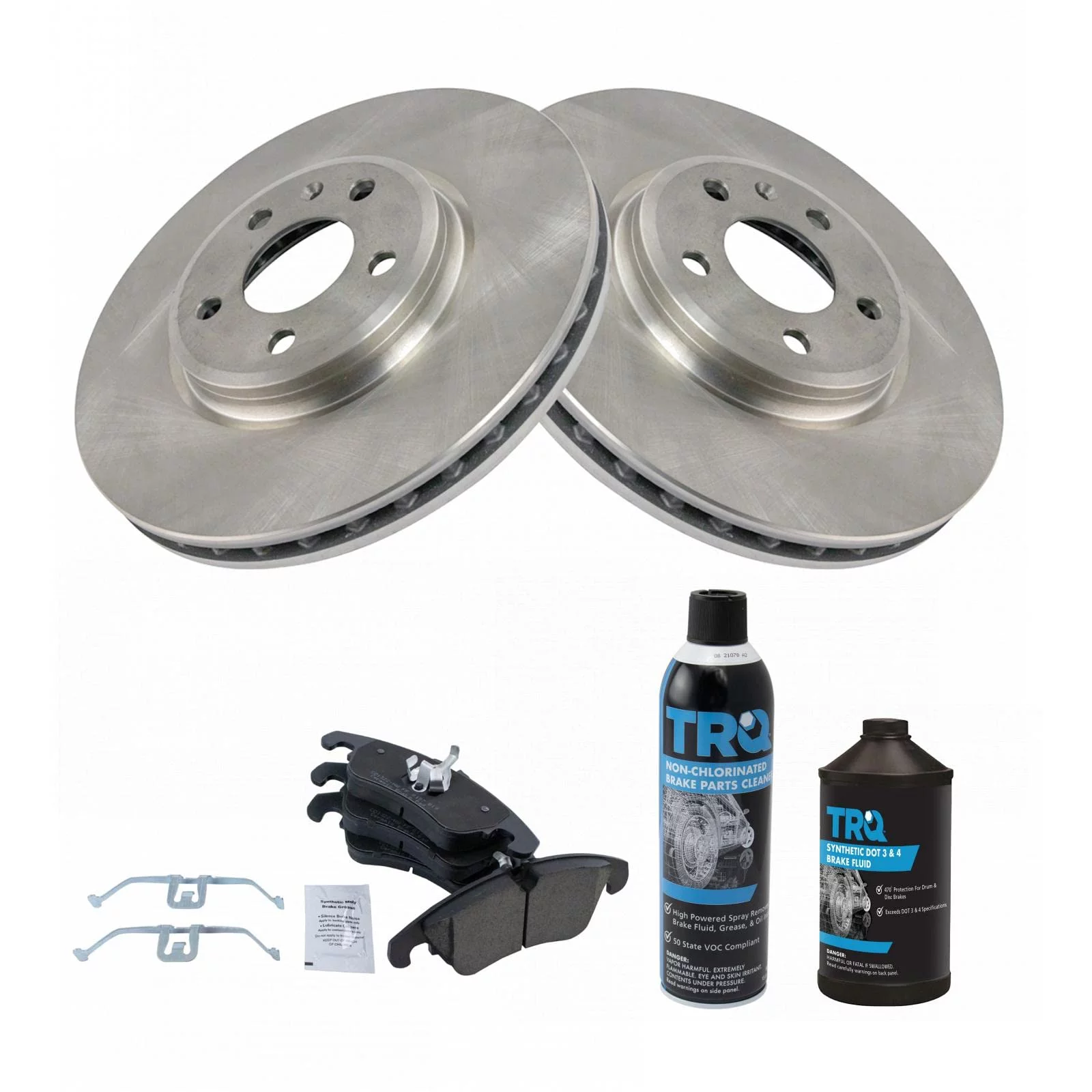 TRQ Front Ceramic Brake Pad & Rotor Kit w/Chemicals for Audi A4 A5 A6 S4 S5 BKA17184 Fits select: 2009-2011 AUDI Q5