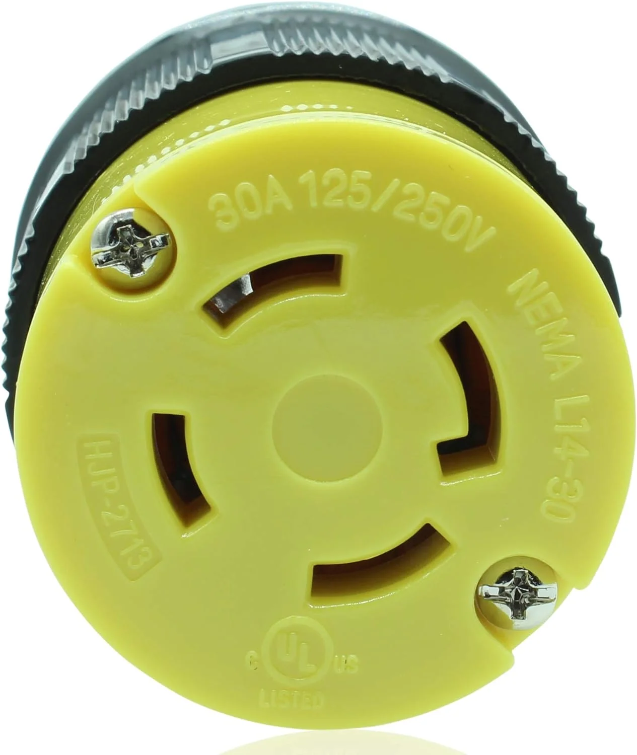 2713 30 Amp, 125/250 Volt, NEMA L14-30R, 3P, 4W, Locking Plug Connector, Black Industrial Grade, Grounding 7500 Watts Generator Rating (L14-30R (Female Plug))