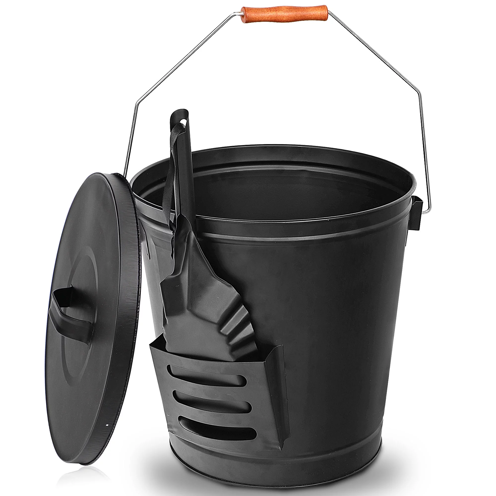 ZENSTYLE Steel Ash Bucket with Shovel Fireplace Pits Stoves 5 Gallon